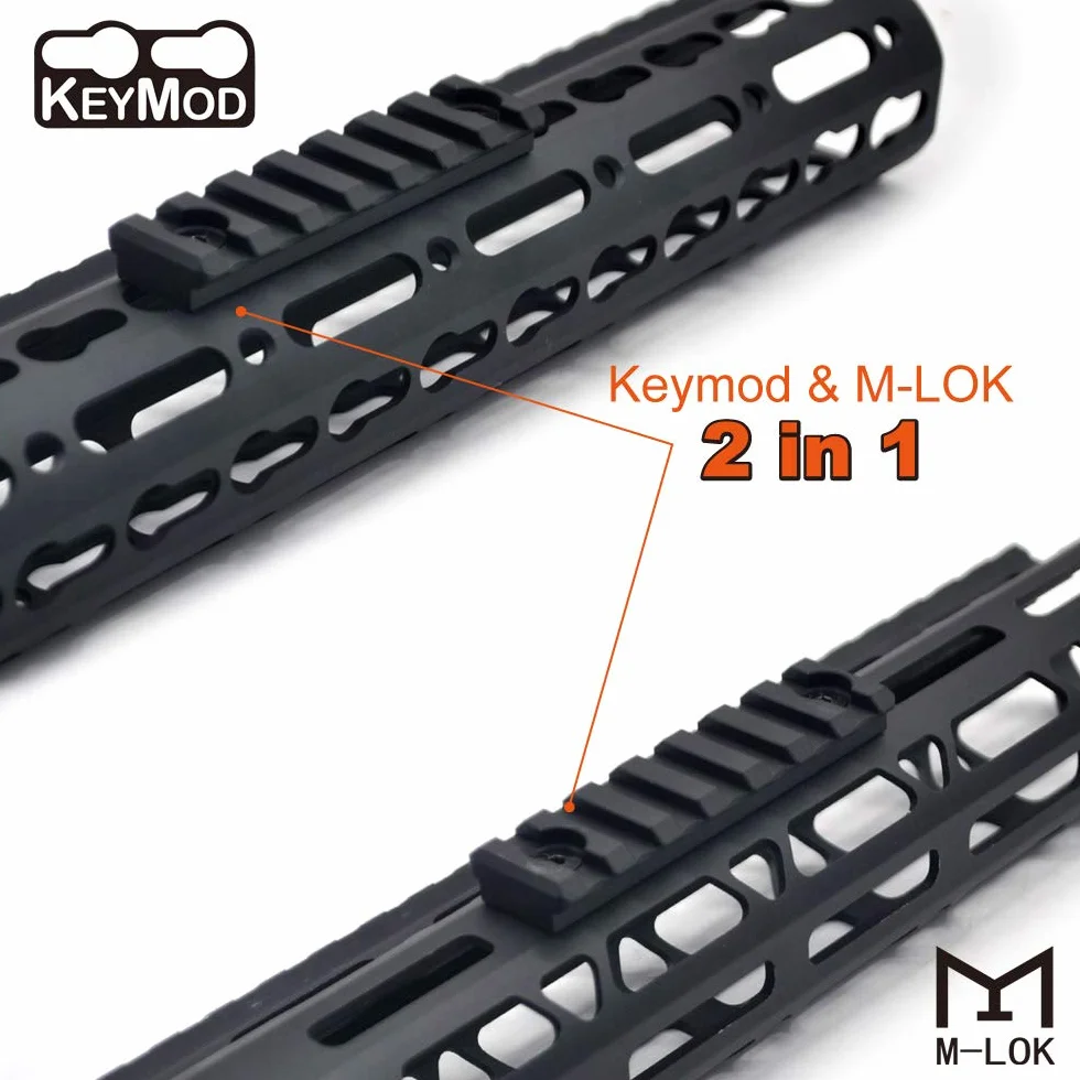 Trirock Universal 7 Slots Picatinny Rail Section KeyMod M-LOK Black