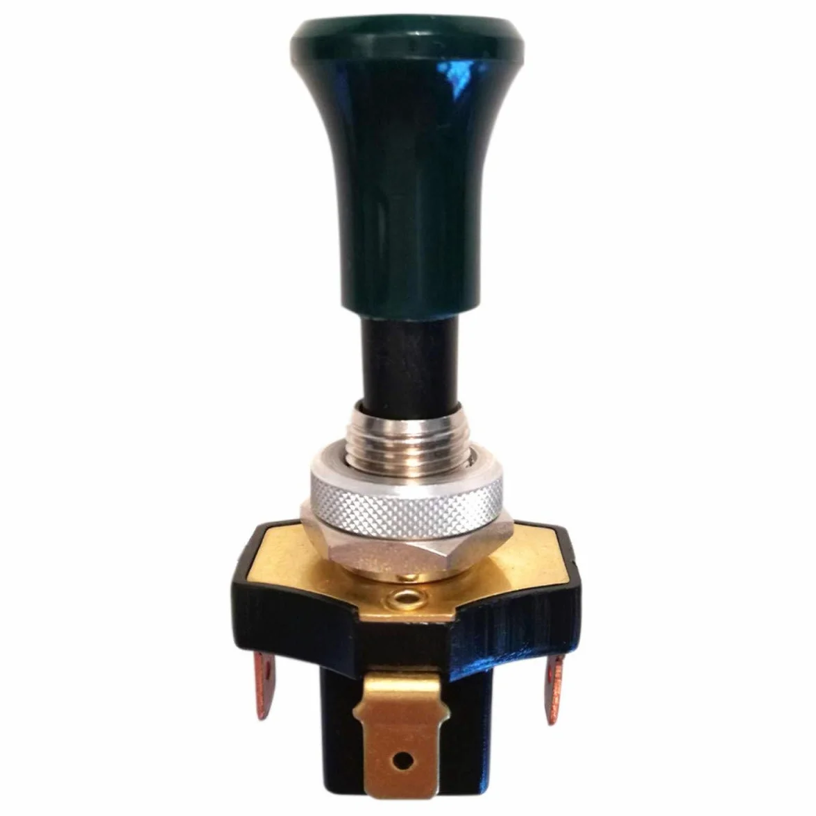 Ama Imel Interruttore 12V 15A: Interruttore a tiretto con ritorno, Dima Ø 22mm, Colore verde