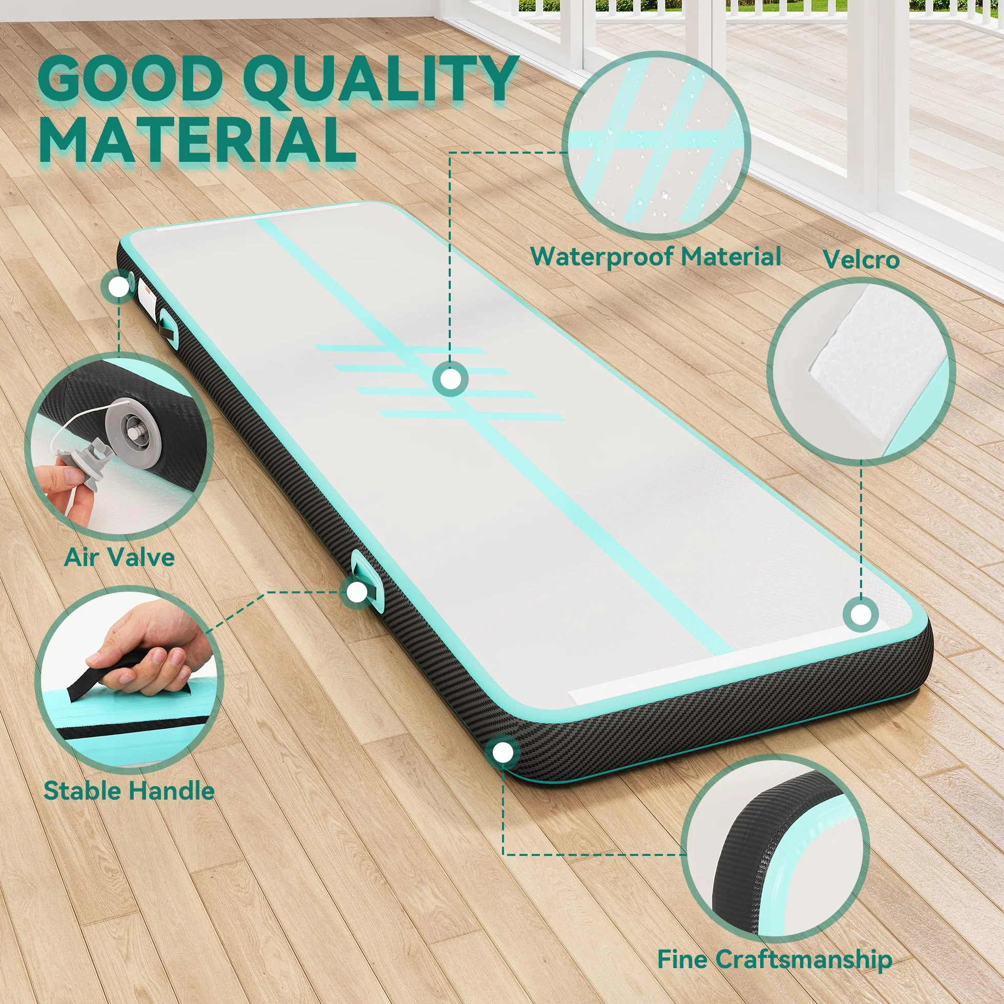 TAUS 3M/4M Air Matte Track,Tumbling Mat/bordo in fibra di carbonio con pompa ad aria elettrica, 10 cm di altezza, tappetino gonfiabile, per allenamento/tumbling/yoga/fitness