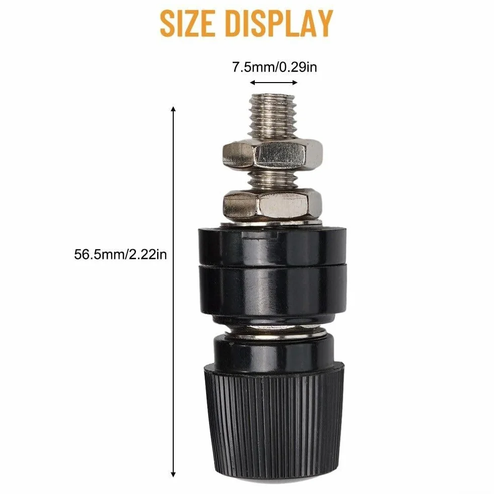 4 connettori maschio a vite 8 mm terminali in ottone isolati per batteria rosso + nero