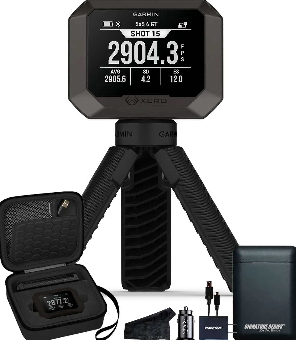 Garmin Xero C2 cronografo balistico | Cronografo compatto e affidabile traccia fino a 10 scatti al secondo, letture istantanee da 100 a 5000 fps con treppiede e custodia serie Siganture