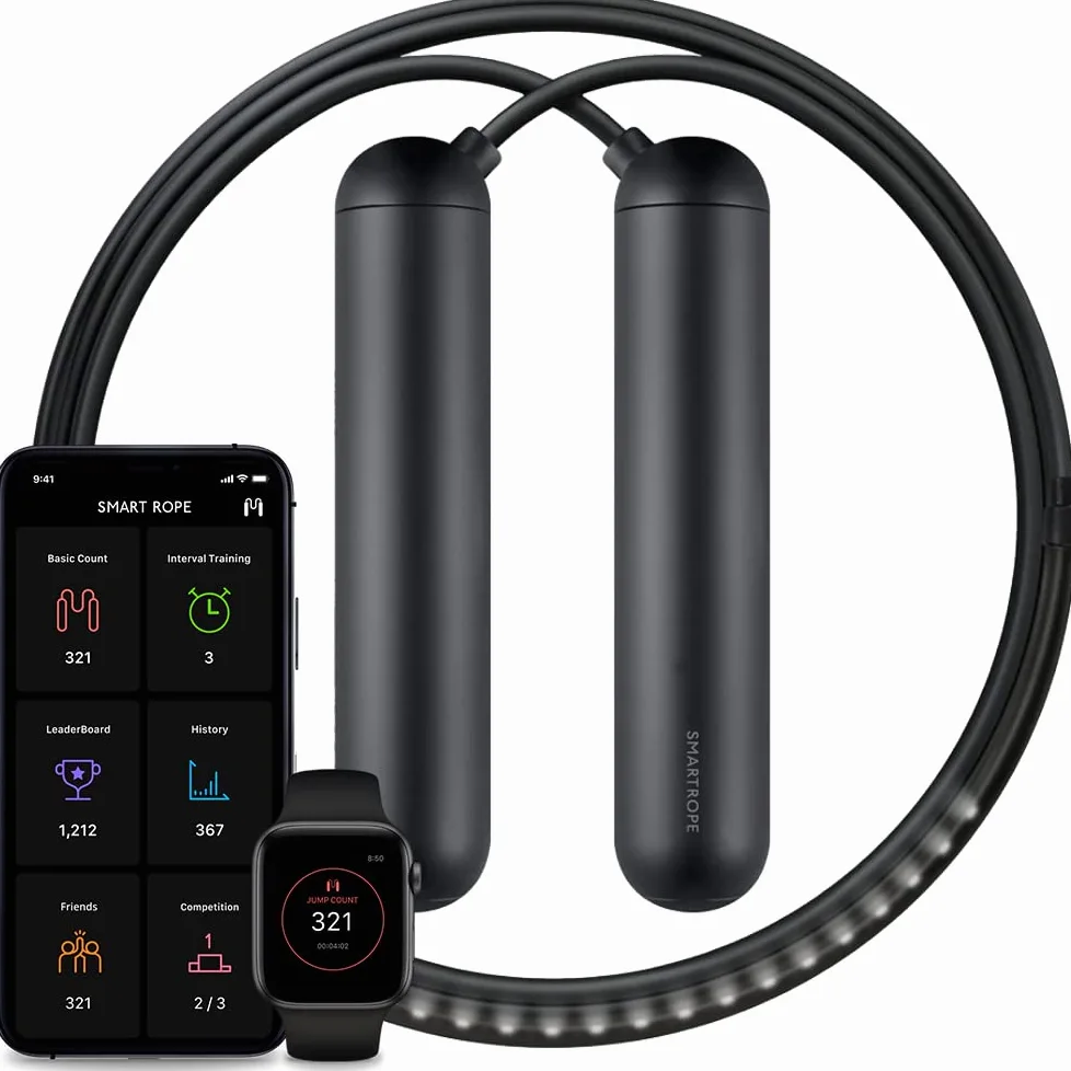 TANGRAM Factory Smart Rope - Corda per Saltare a LED - 23 LED incorporati nella Corda mostrano a mezz’Aria i Dati del Tuo Allenamento