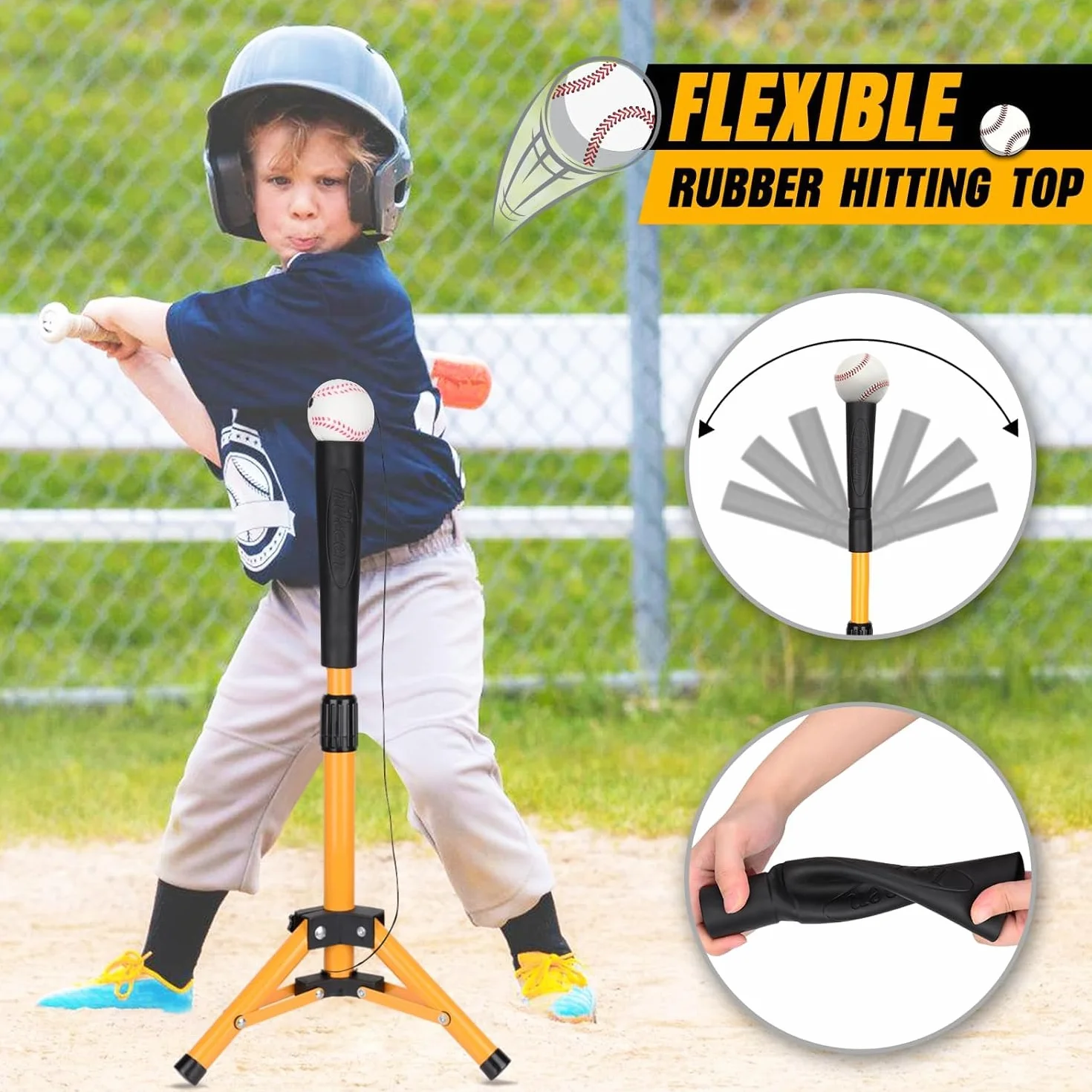 Hikeen Maglietta da Baseball per Bambini, Maglietta da Baseball, Maglietta da Allenamento per Softball e Baseball, Portatile, Altezza Facilmente Regolabile