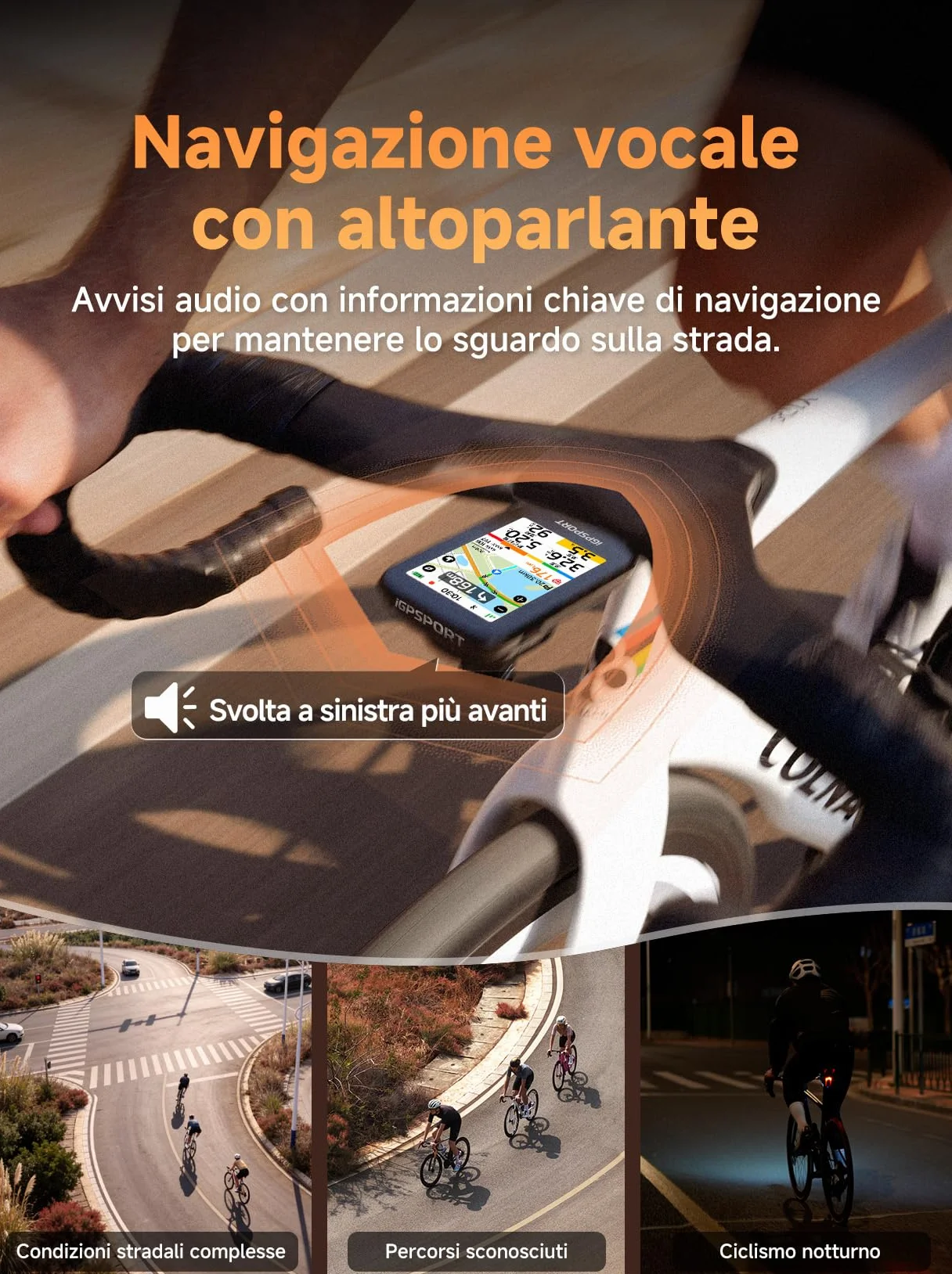 iGPSPORT BSC500 Ciclocomputer GPS per Bici, Schermo Touch 3,3", Navigazione Vocale, Campanello Elettronico