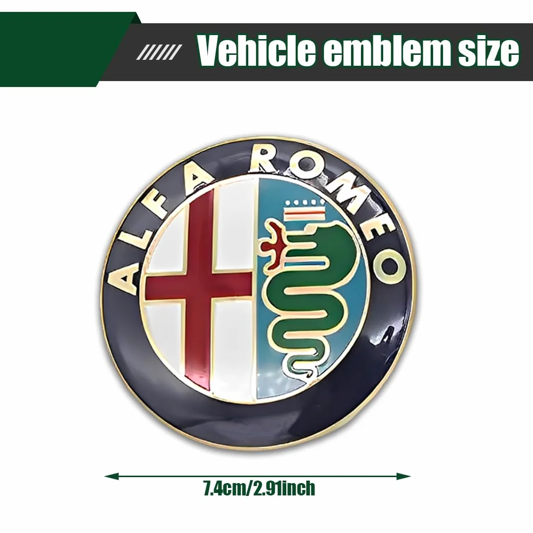 2 Pezzi 74mm Stemma Alfa Romeo Auto Logo Metallo Cofano Anteriore Posteriore Oro