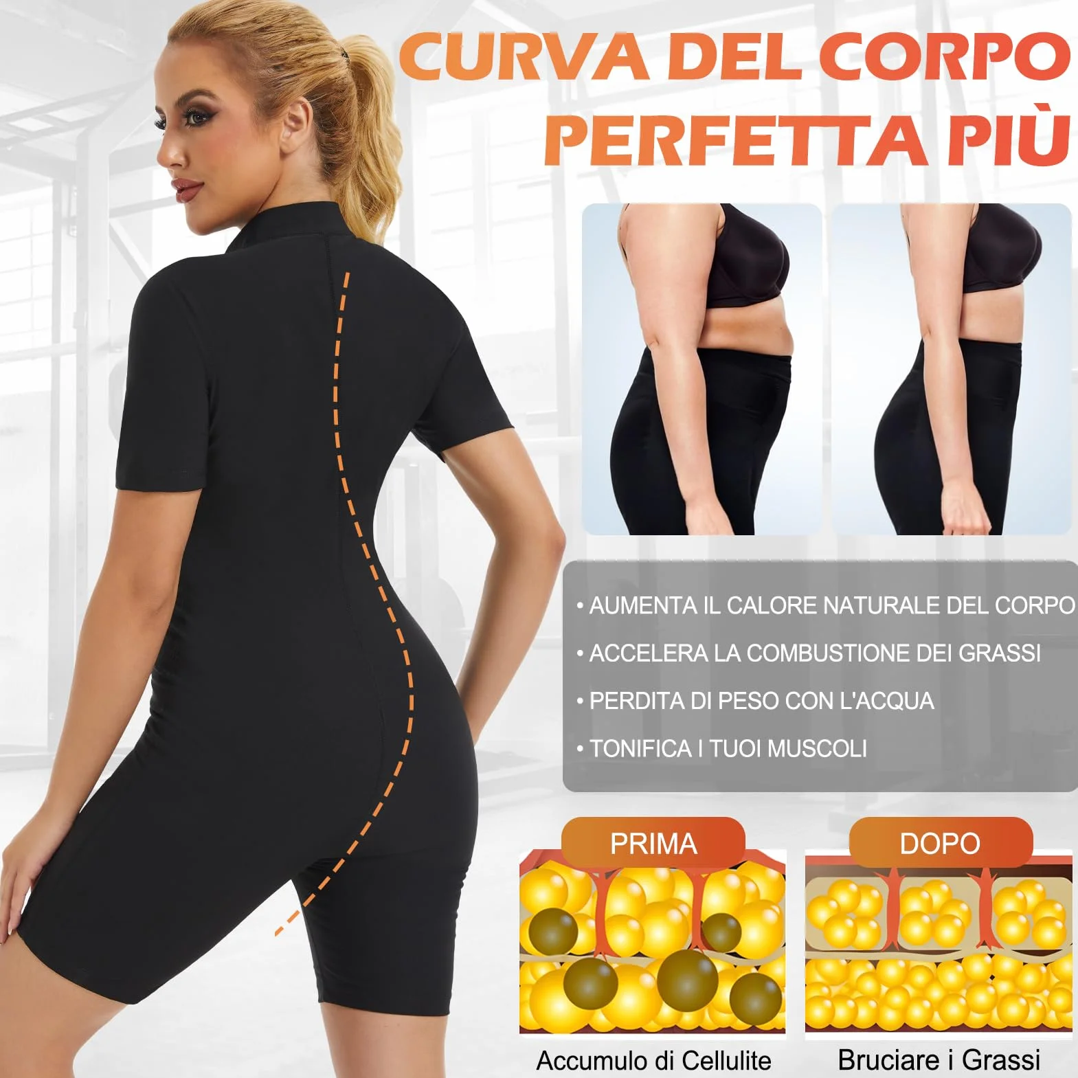 Kiiwah Tuta Sauna Dimagrante Donna, Tuta da Corpo Intero Effetto Sudare per Sport Yoga Fitness