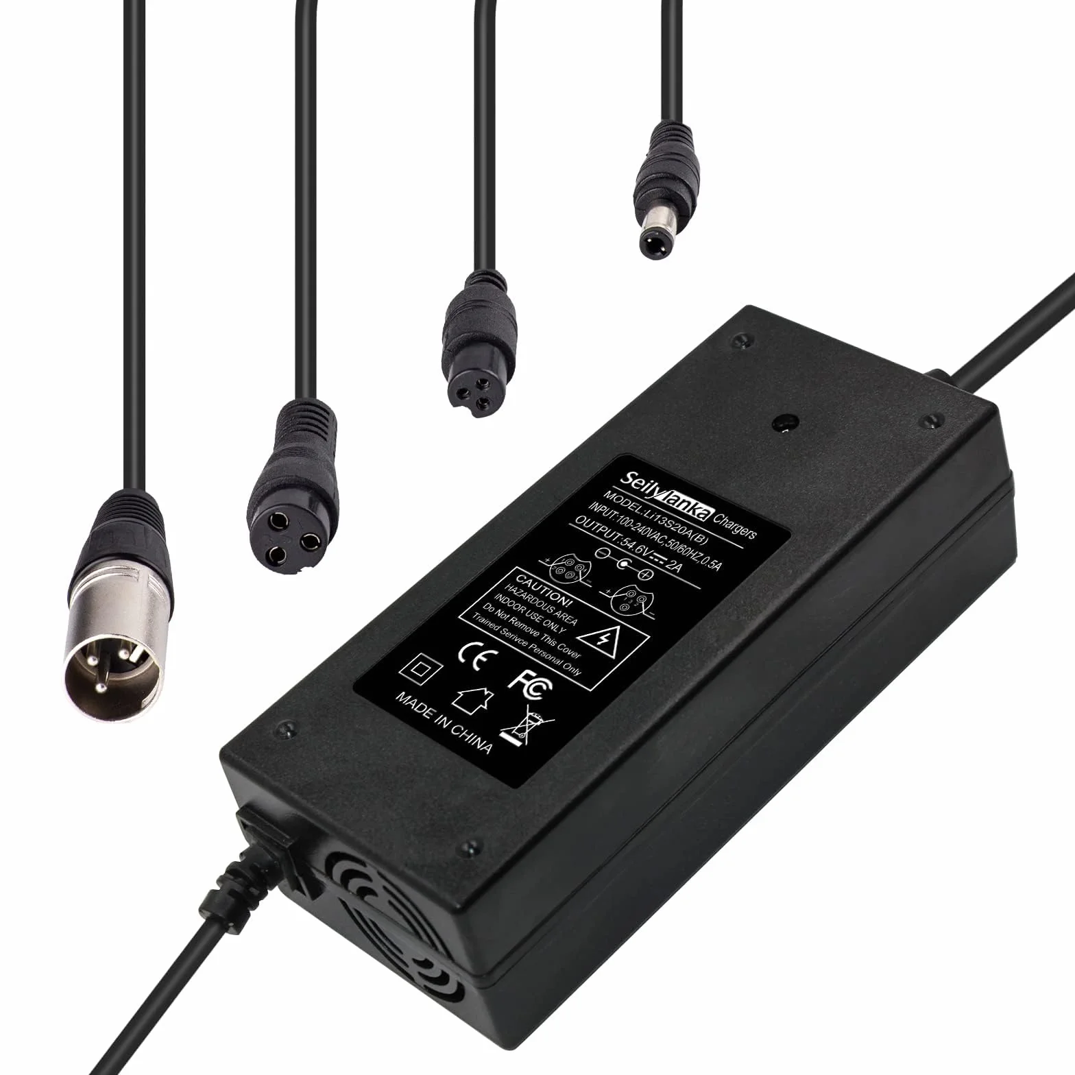 Caricabatterie 54.6V 2A per bici elettrica e scooter, compatibile con batterie al litio 48V 13S