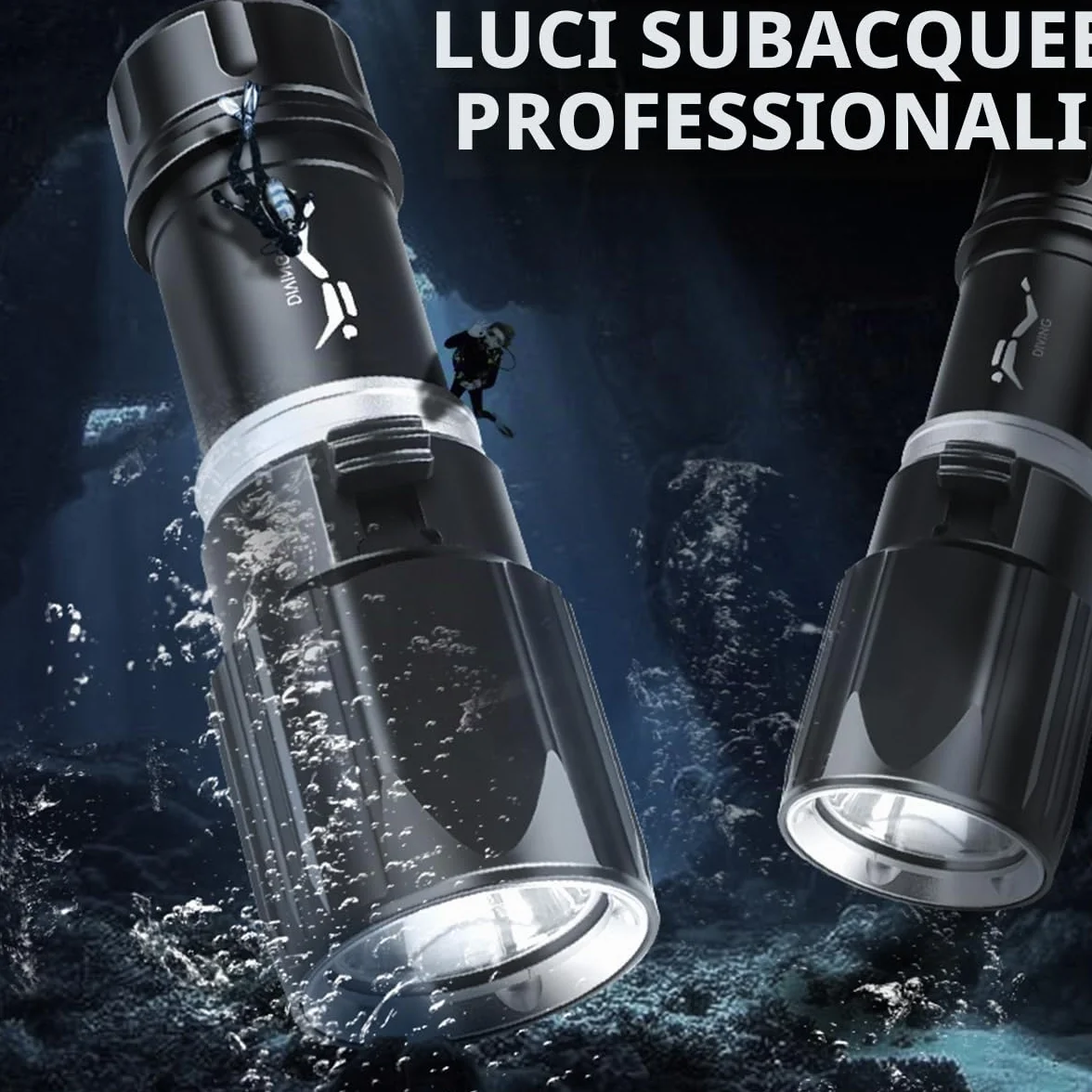 Torcia subacquea 6000 lumen XHP70 IPX8 30M LED