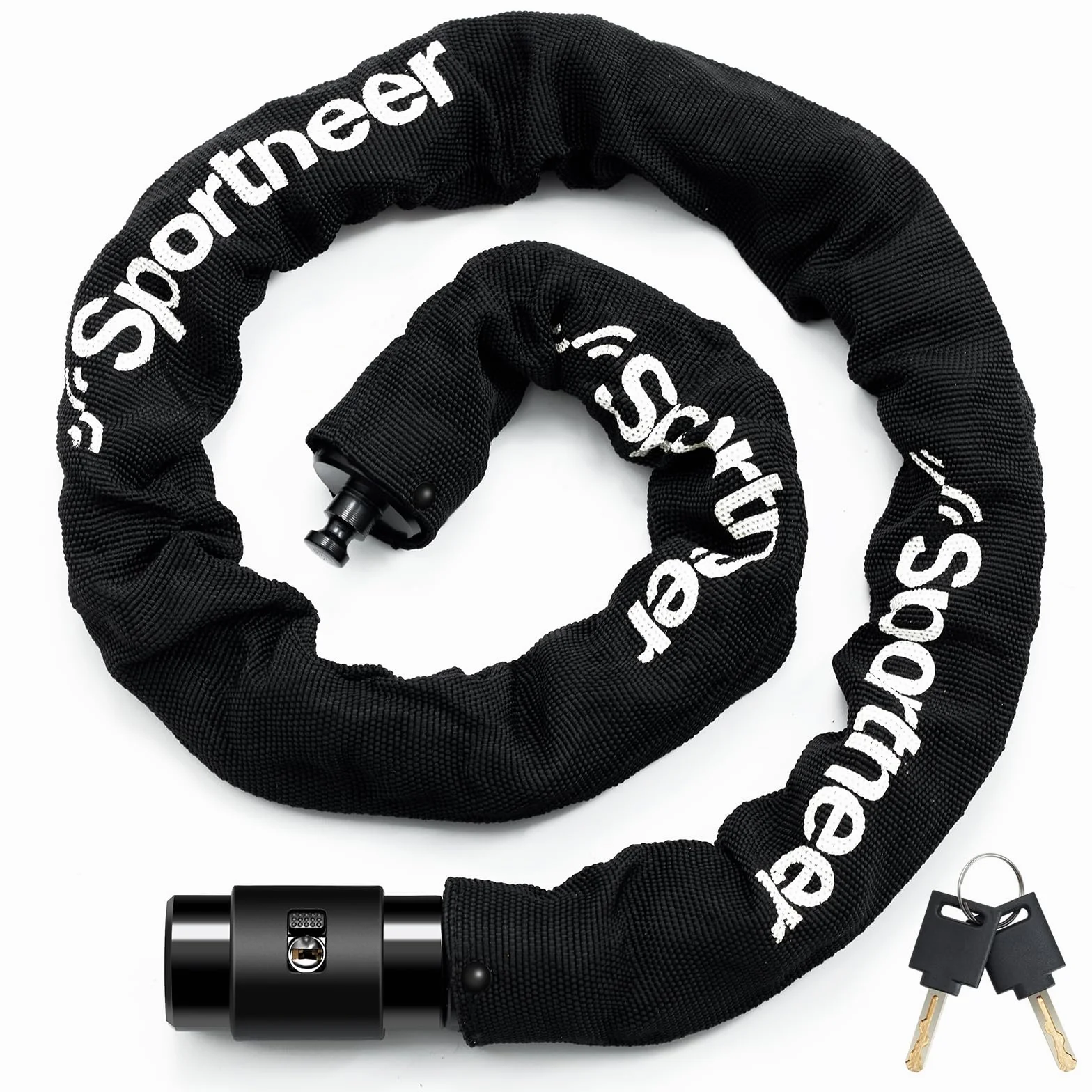 Sportneer Lucchetto Bici Catena 8mm 100cm Antifurto Acciaio Temprato con 2 Chiavi