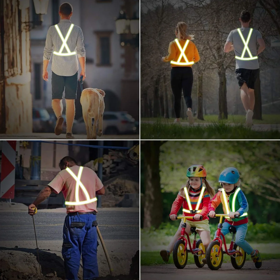 Regolabile Gilet Riflettente ad Alta Visibilità, Bretelle Catarifrangenti per Ciclismo Corsa Attività all'aperto
