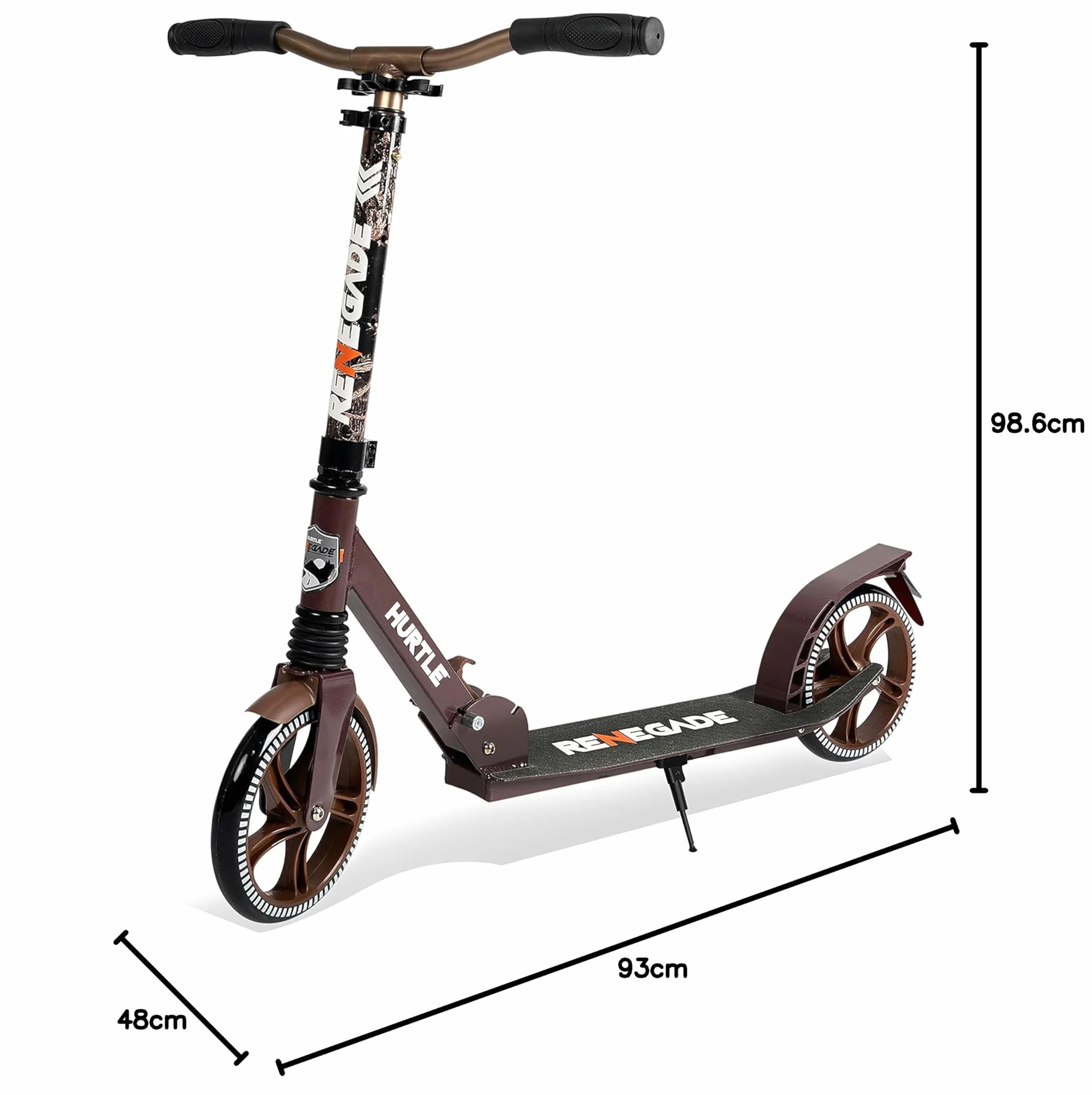 Hurtle Renegade Monopattino a 2 Ruote Pieghevole con Manubrio Regolabile