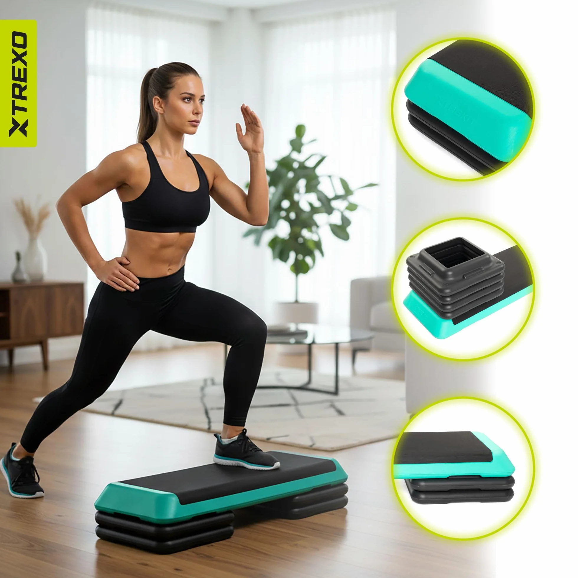 TREXO Step Aerobic Cardio Fitness Altezza Regolabile 10-15-20 cm 109 x 41 cm 250 kg