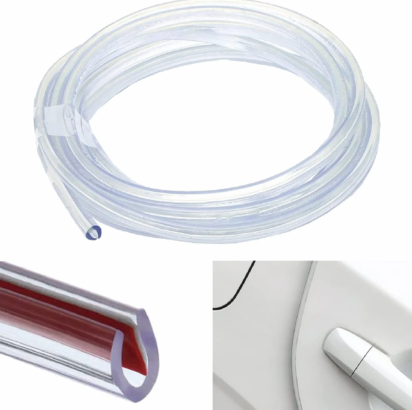 Proteggi bordo auto Striscia 5M protezione bordo in gomma protezione guarnizione a forma di U protezione bordo auto, per Bordi dell'auto per Maggior Parte delle Auto Trasparente