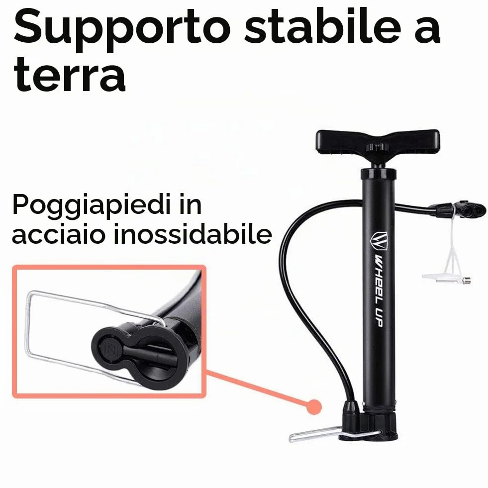 Letton Pompa da pavimento portatile per bicicletta 8 bar valvole Presta Schrader ago multifunzione