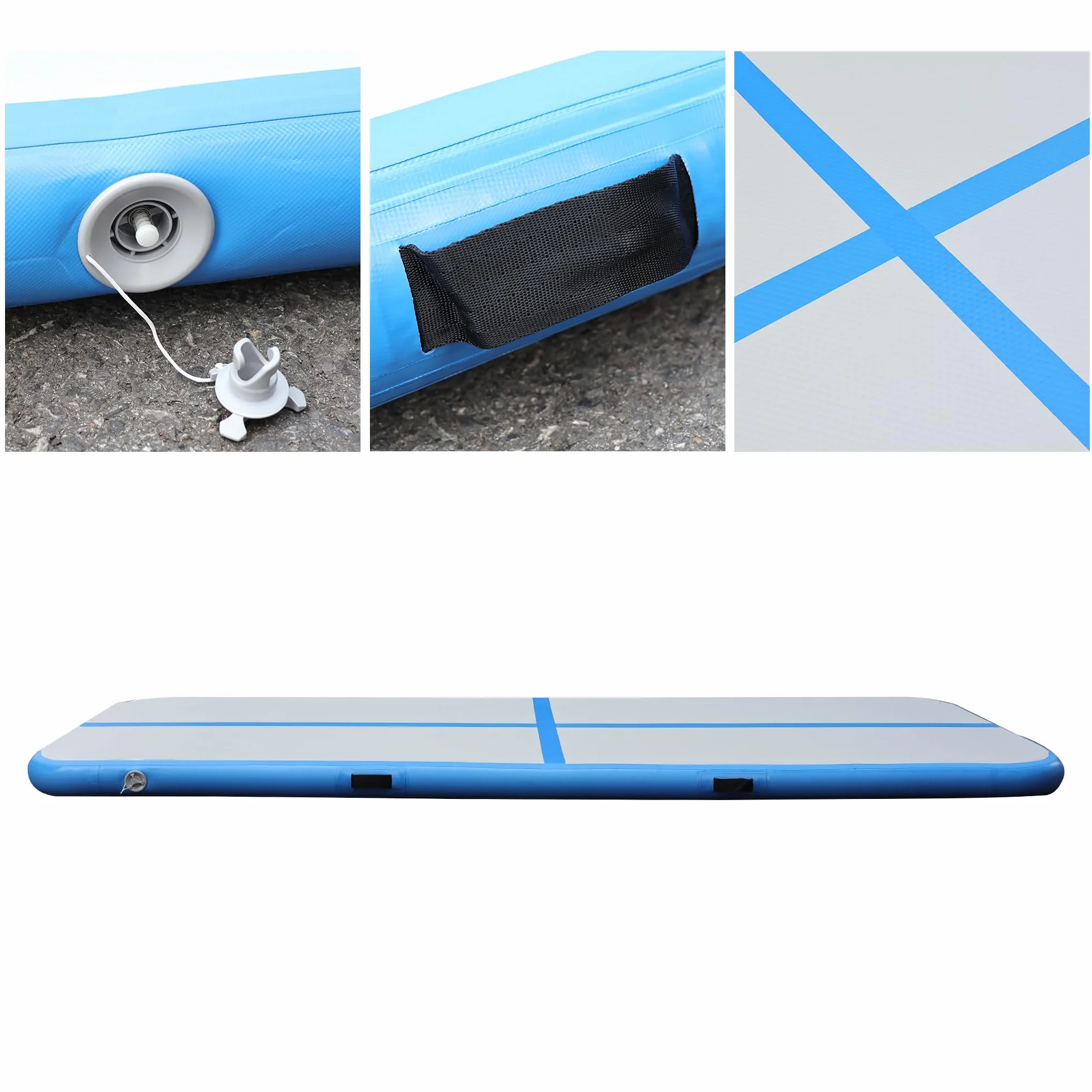 Air Track 300 x 100 x 10 cm, blu/grigio con pompa elettrica