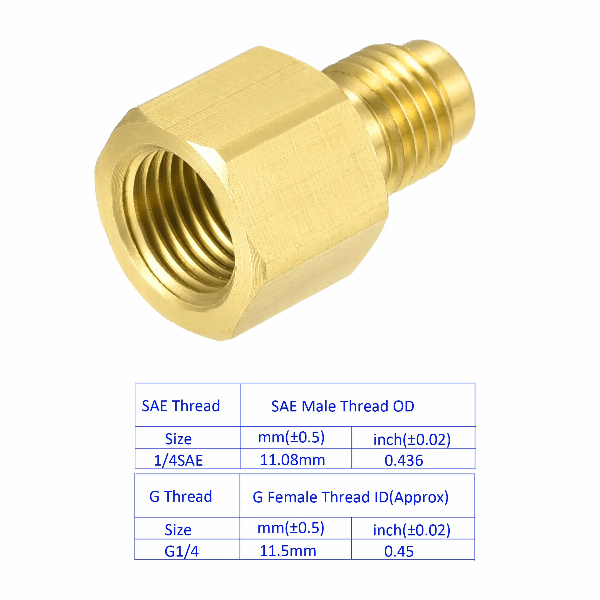 M METERXITY 2pz Ottone Tubo Raccordo Riduttore Adattatore Dritto Giunto 1/4SAE Maschio G1/4 Femmina Giallo