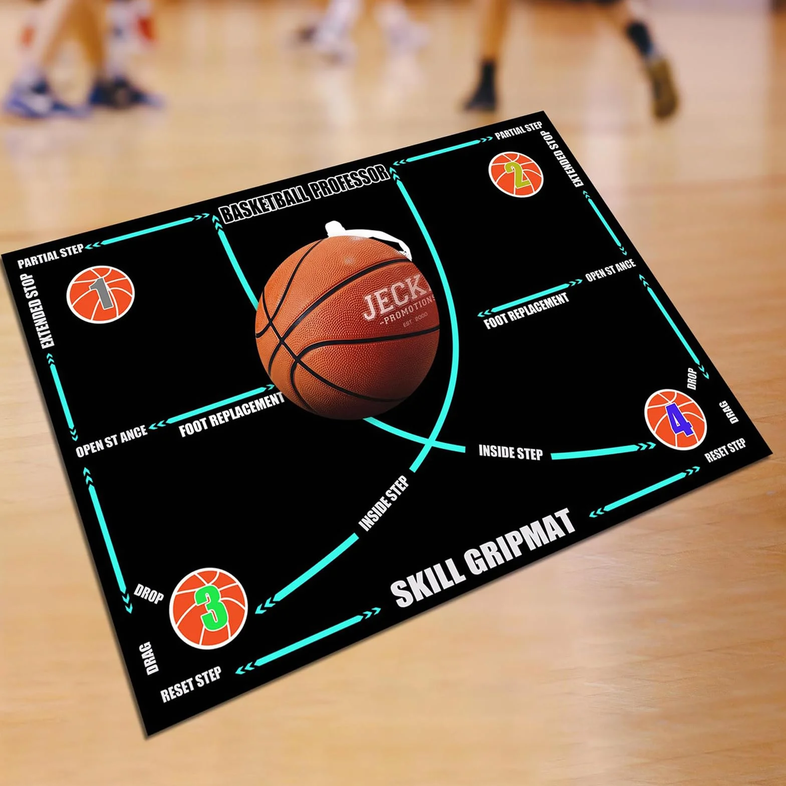 Basketball Mats for Training, Non-Slip Rubber Dribble Trainer, Silent Shock Absorbing Exercise Mat