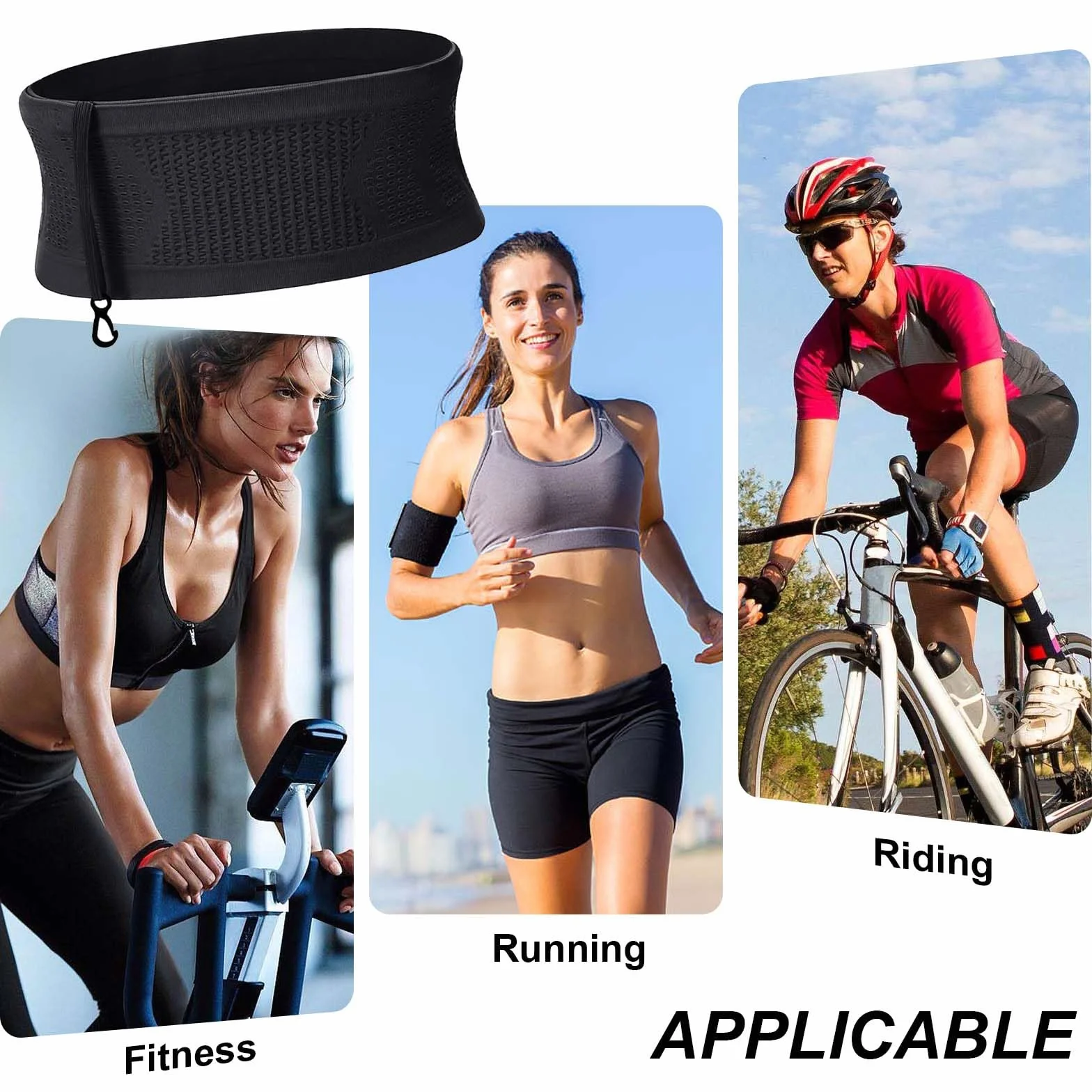 Build & Fitness Cintura da Corsa Marsupio Sportivo Traspirante con Portachiavi (M)