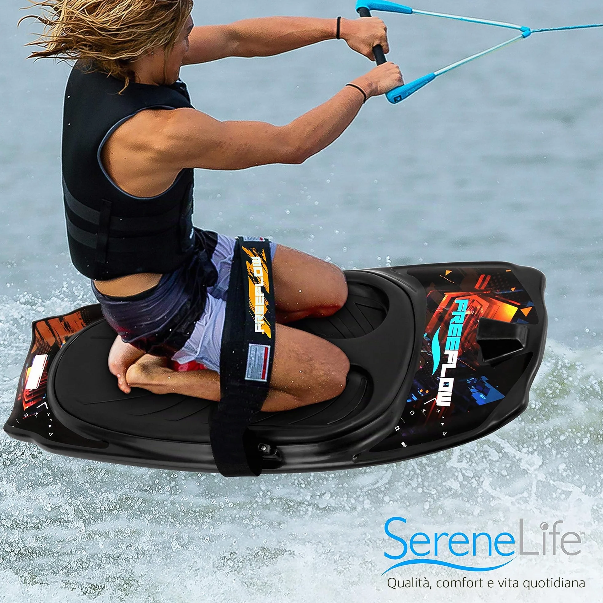 SereneLife Kneeboard Tavola da Surf con Gancio e Cinghia per Sport Acquatici