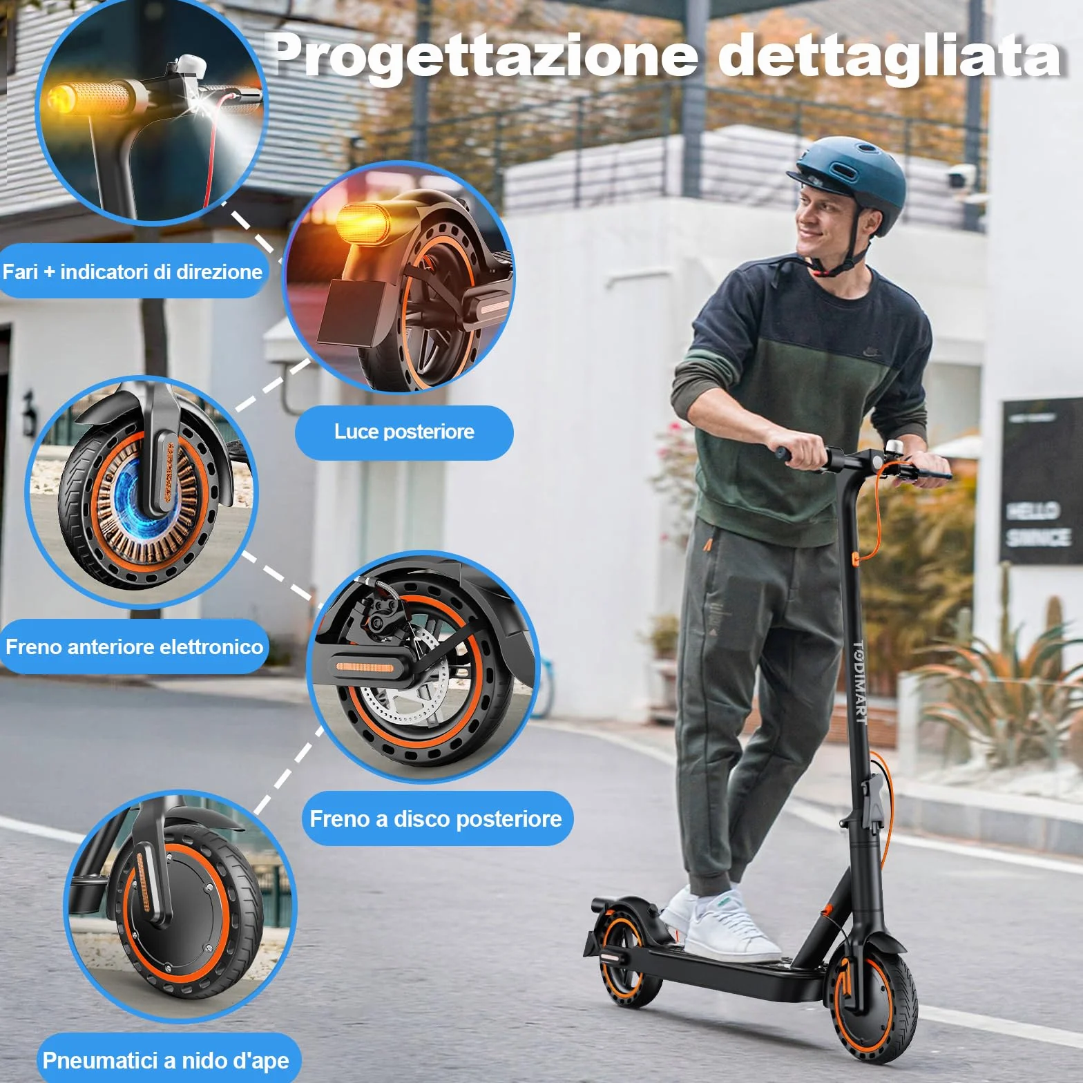 Monopattino Elettrico Adulto Ultraleggero 35KM Autonomia 25 Km/h 350W 8.5" Pneumatici Solidi Pieghevole