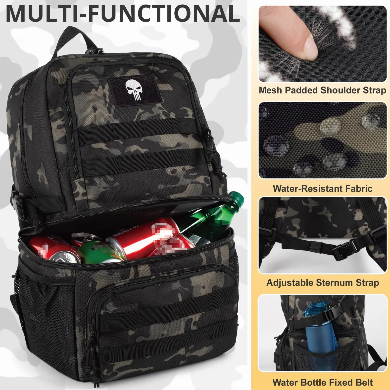 Zaino Frigo Tactical a Doppio Livello per Uomini, 2 Compartimenti, Borsa Frigo Morbida