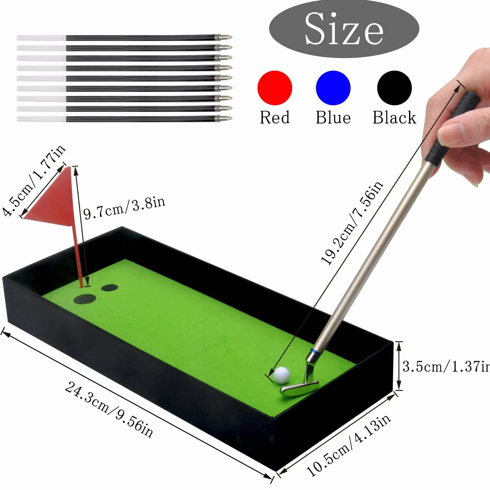 DAWRIS Set di Penne da Golf, Regalo da Golf da Tavolo 3 Bastoncini con Mini Penna a Sfera