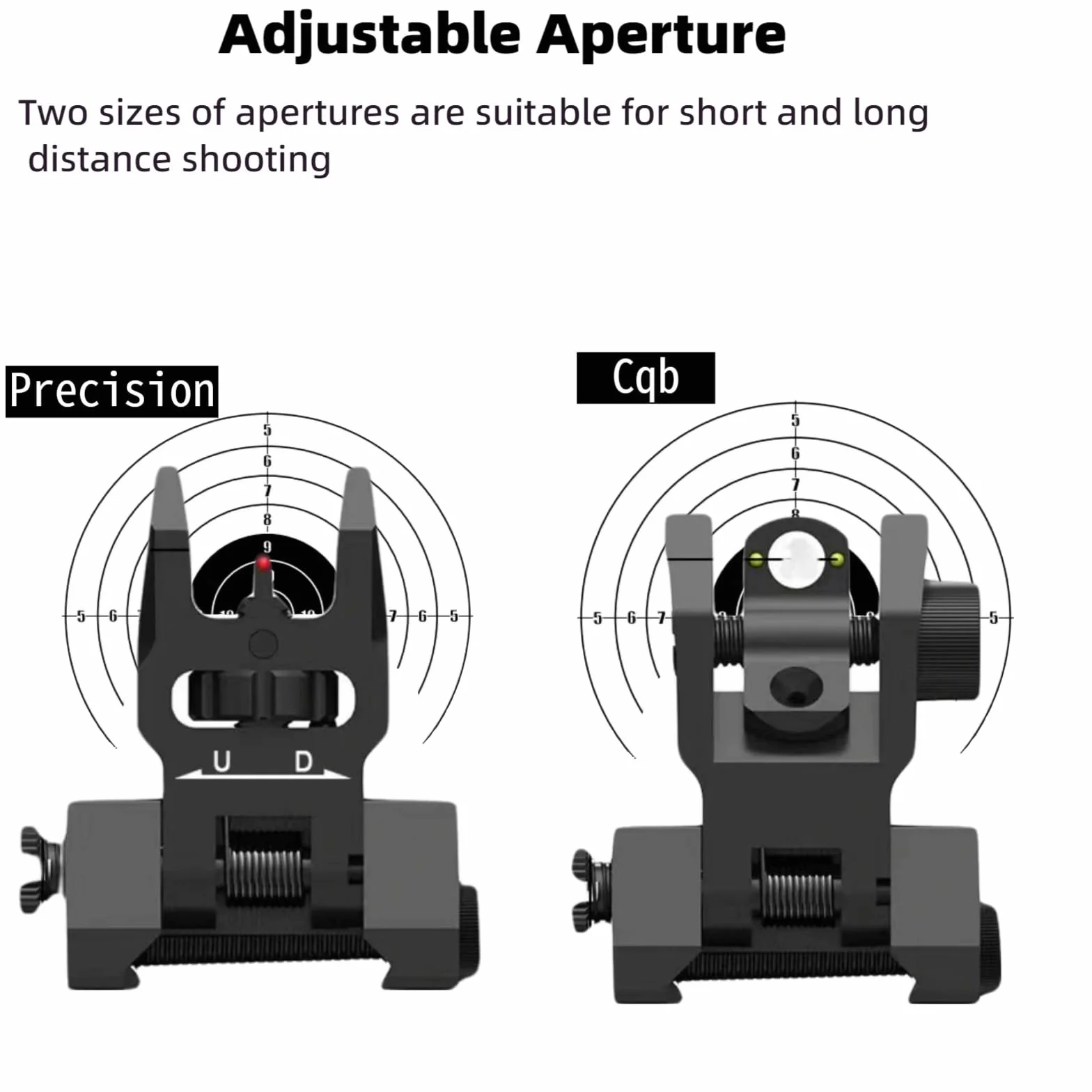 Flip-Up Iron Sight Set Red/Green Fiber Optic BUIS M-Lok Picatinny Aviation Aluminum