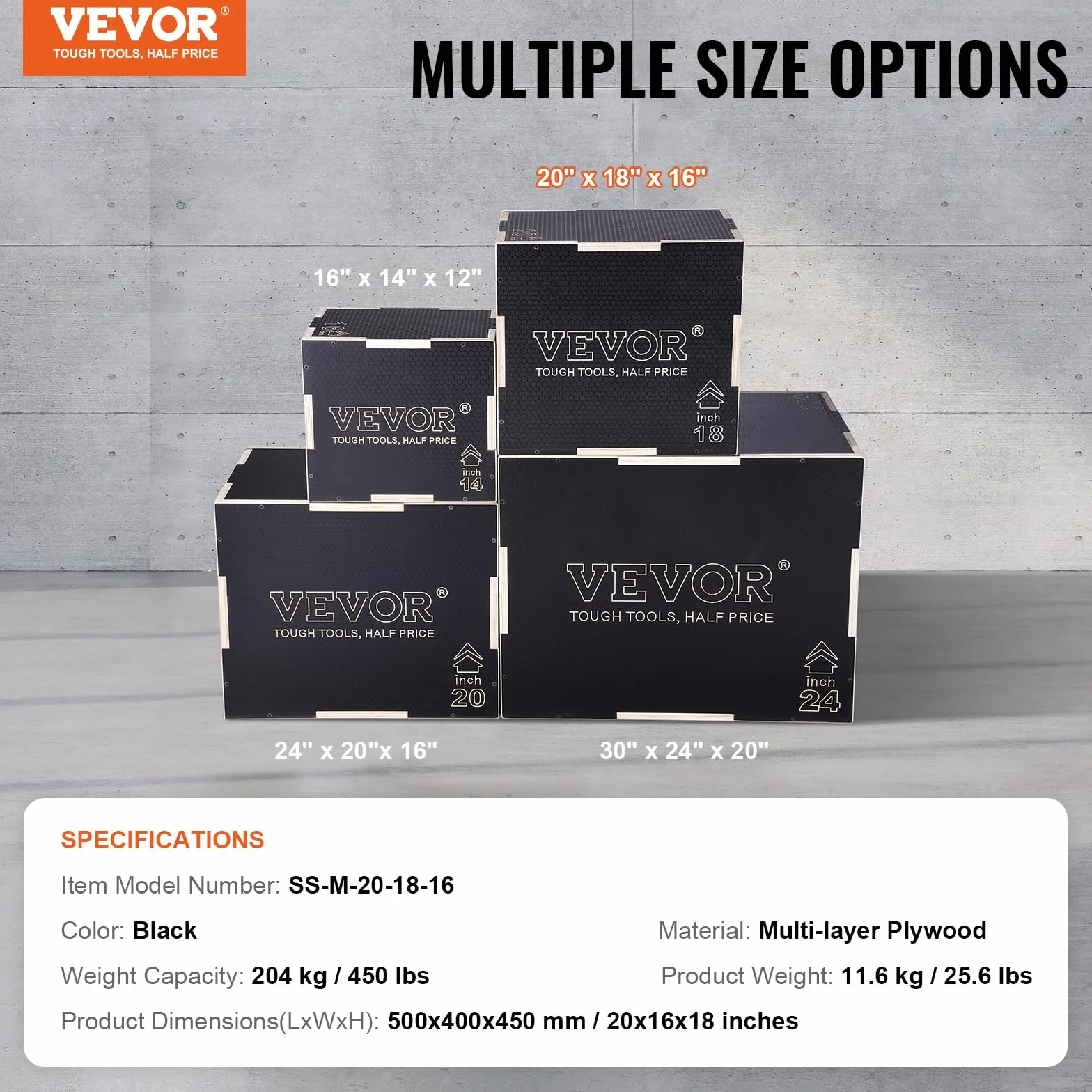VEVOR Scatola per Plyo in Legno 3 in 1, Piattaforma Antiscivolo per Esercizi Fitness e Allenamento