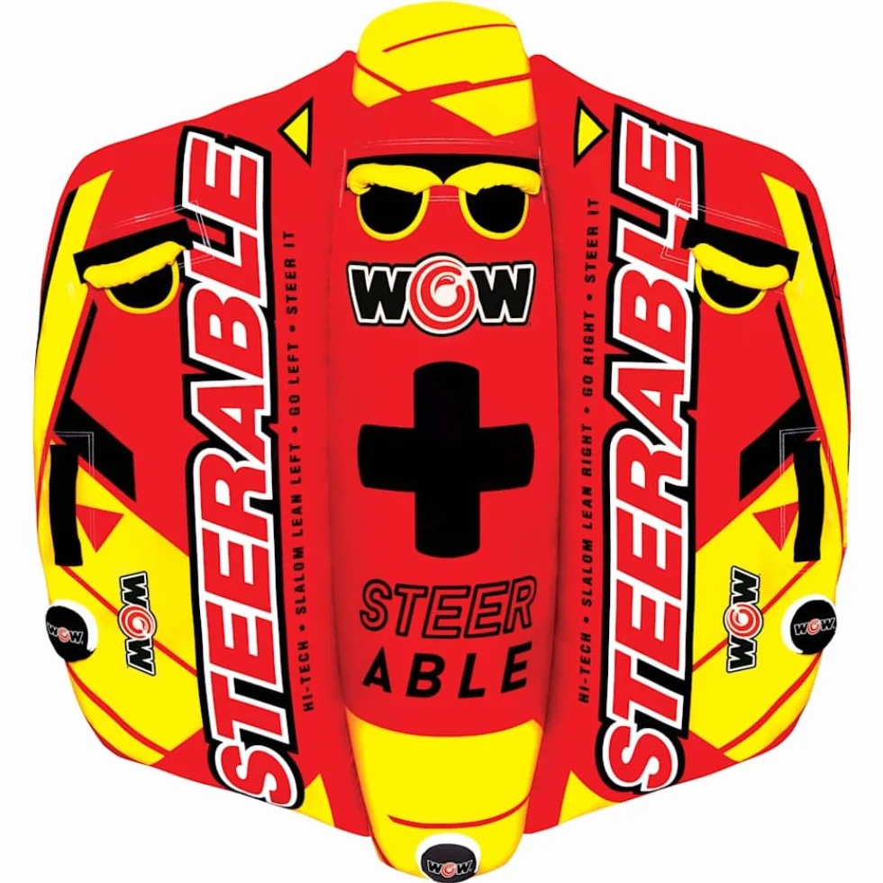 WOW Sports Take Control of The Ride 1-2 Person Inflatable Tube for Boating Steerable 19-1090 Orange Standard