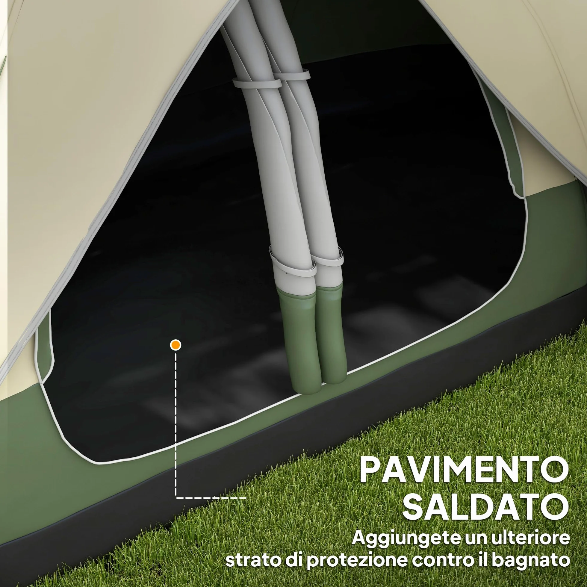 Outsunny Tenda da Campeggio 6-8 Posti 2 Stanze Separate Tunnel Protezione PU2000mm 450x215x180 cm