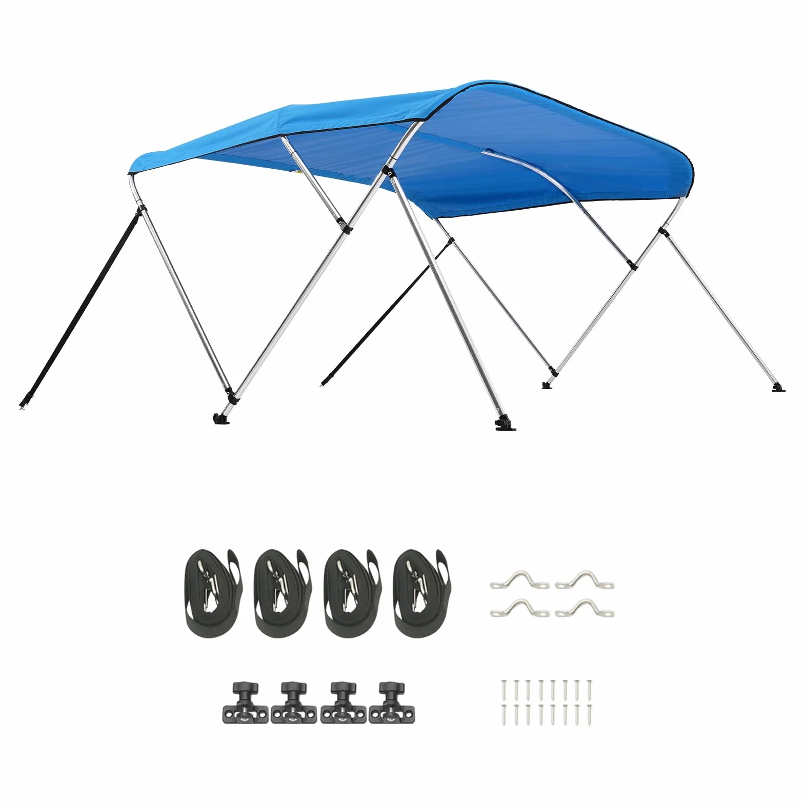 VEVOR Tendalino per Barca a 3 Archi in Poliestere 600D Telaio in Lega di Alluminio Impermeabile Larghezza 170-183 cm Blu Pacifico