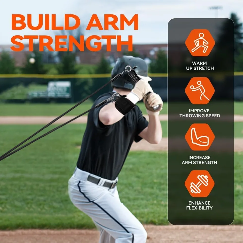 BOOSTEADY Bande di Resistenza per Baseball, Kit Allenamento con Maniglie Intercambiabili per Potenziare Braccia e Lancio, Attrezzatura per Allenamento Baseball per Giocatori e Lanciatori