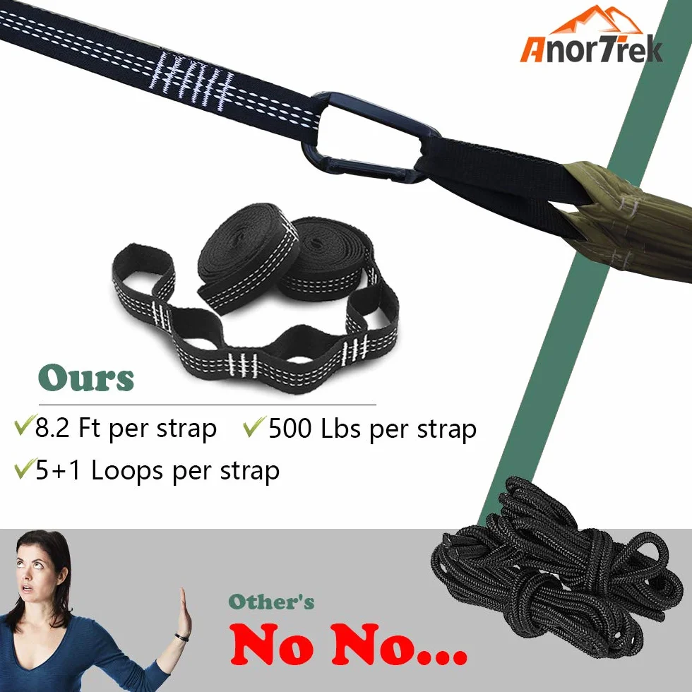 AnorTrek Amaca da Campeggio con Zanzariera Doppia e Singola 260x140 cm Army Green