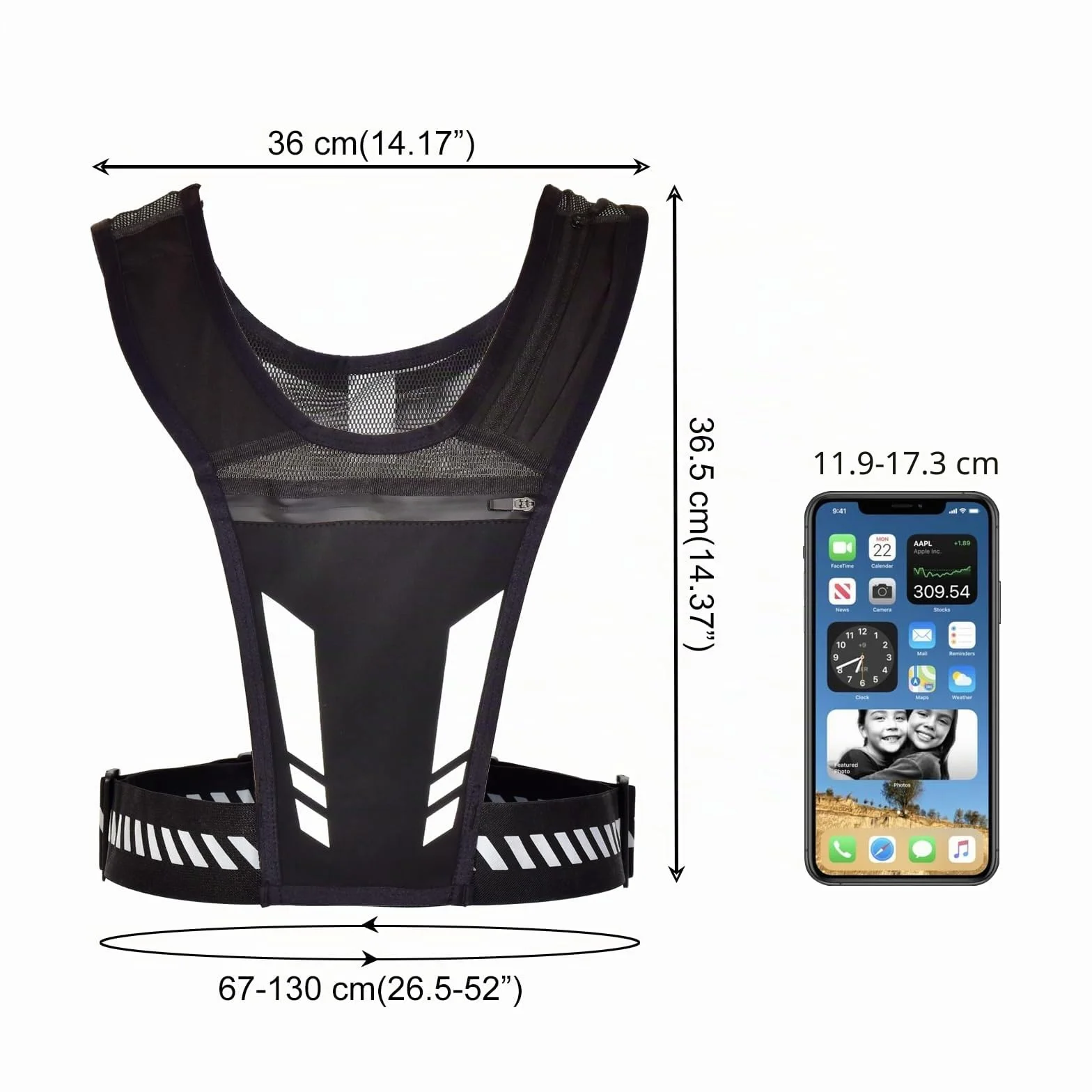 Gilet Running Impermeabile Riflettente con Porta Cellulare per Uomo Donna Jogging