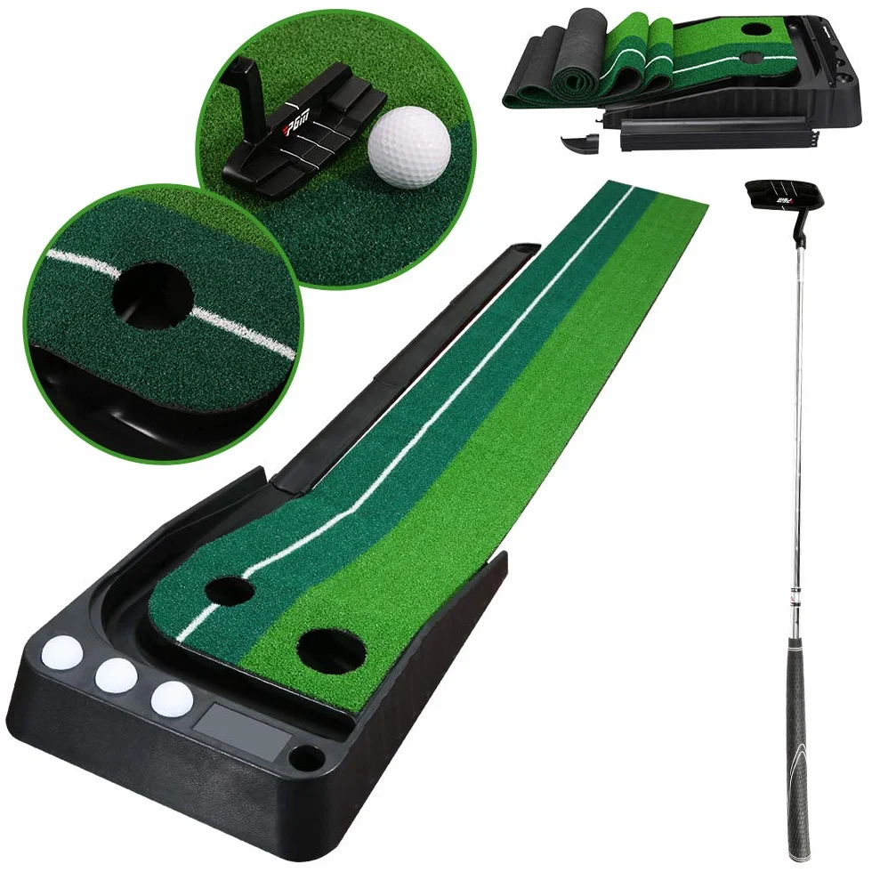 Golf Putting Trainer, Automatyczny Powrót Piłki, Przenośna Mata do Puttingu, Zestaw 3 Piłek