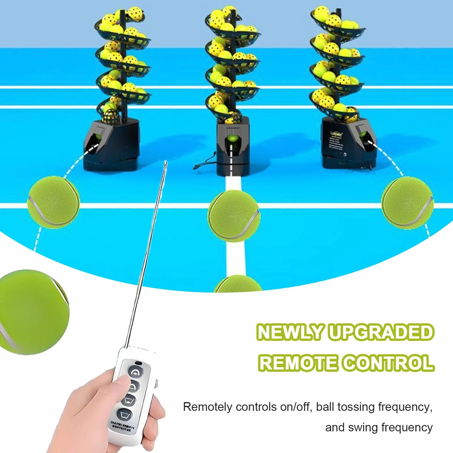 Macchina per Palline da Tennis Leggero a Collegare/Batterie 33 Palle Allenamento