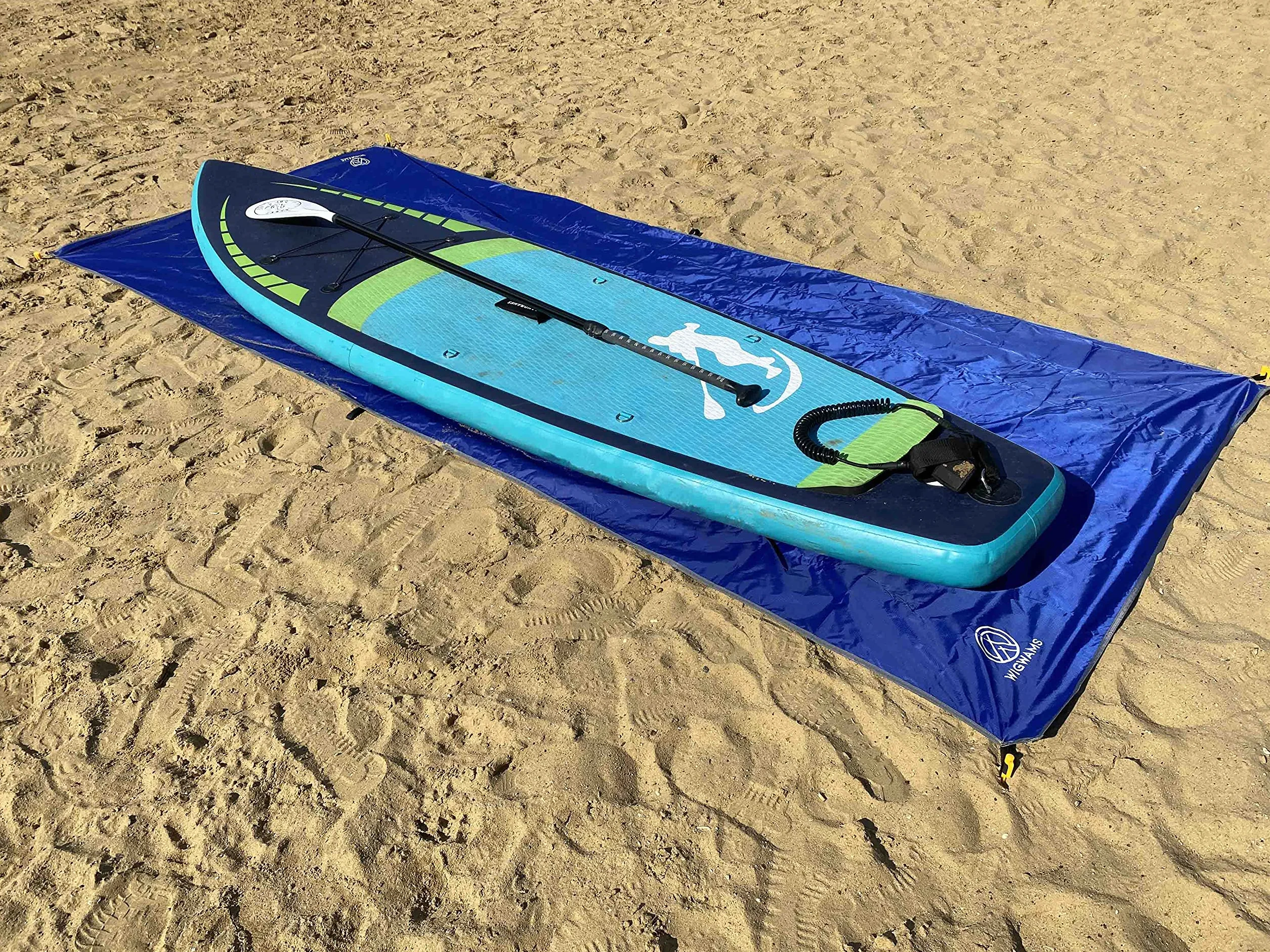 SUP Tappetino da atterraggio per tavole da paddle 360 x 145 cm blu oceano nylon 210T