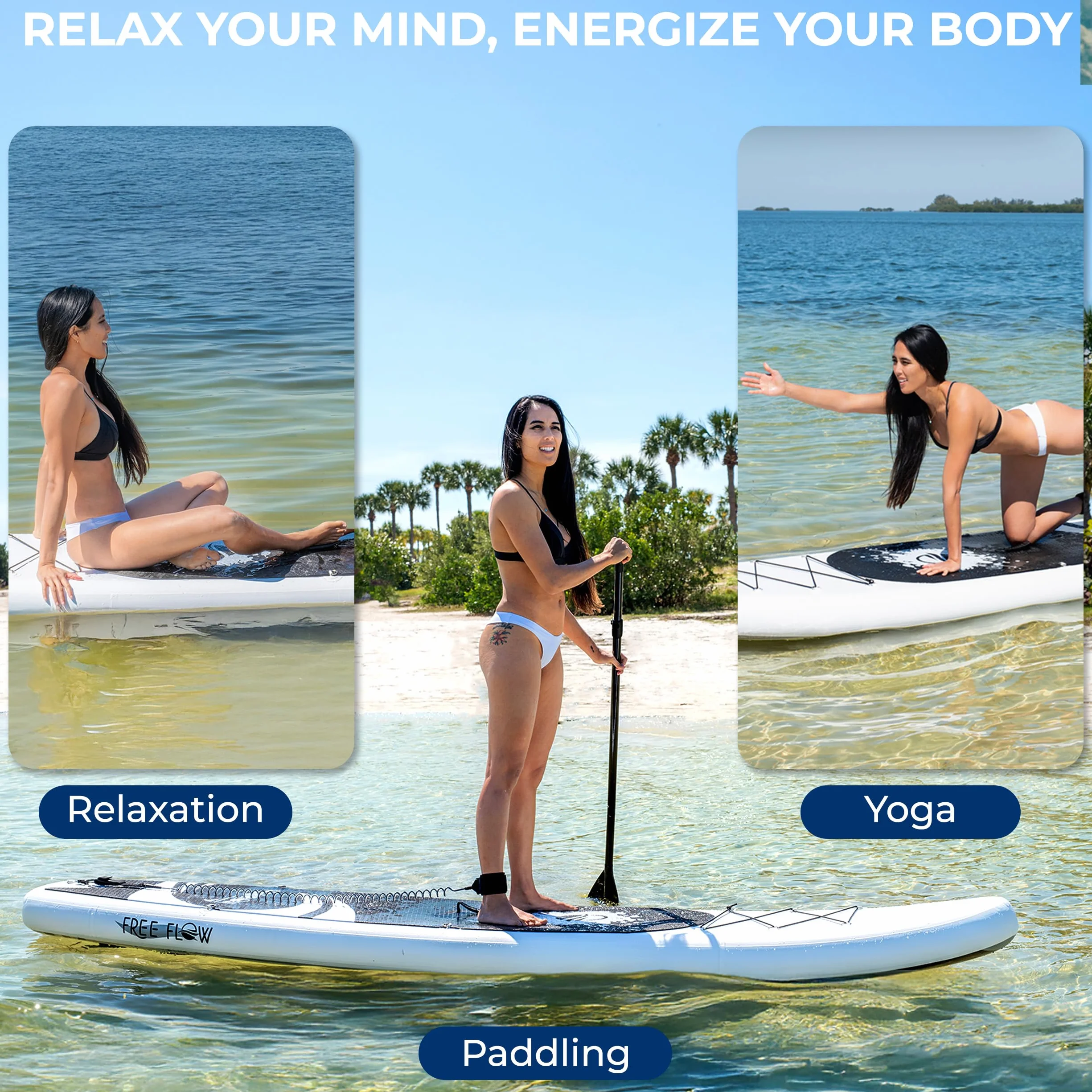 SereneLife Stand up Paddle Board Gonfiabile - Pagaia SUP Antiscivolo, Pompa, Cordino di Sicurezza e Accessori Giovani