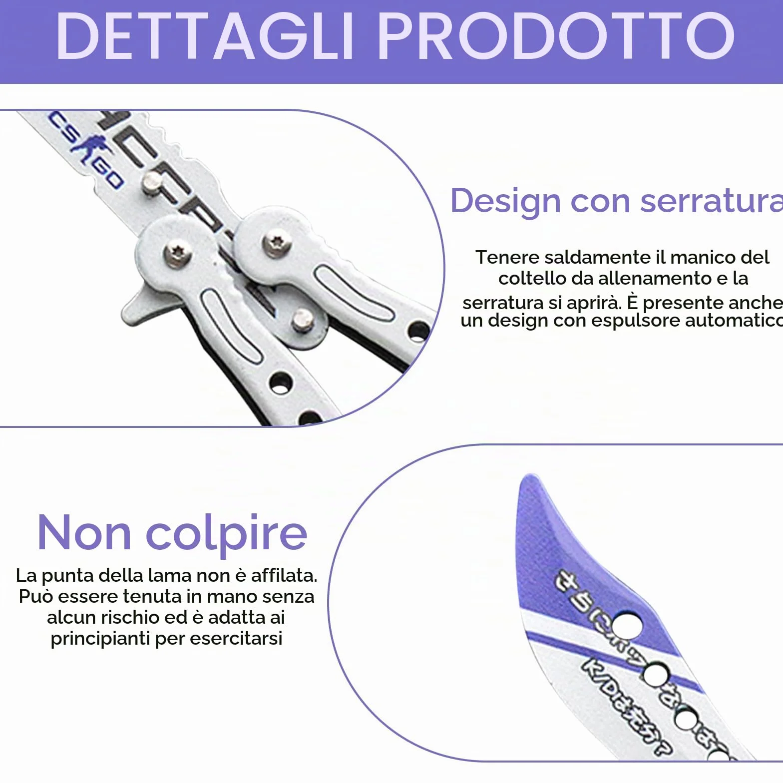 Butterfly Trainer: 2 pezzi coltelli a farfalla pieghevoli per allenamento lama non affilata pettine a farfalla in acciaio inossidabile per coltello Balisong da allenamento principianti