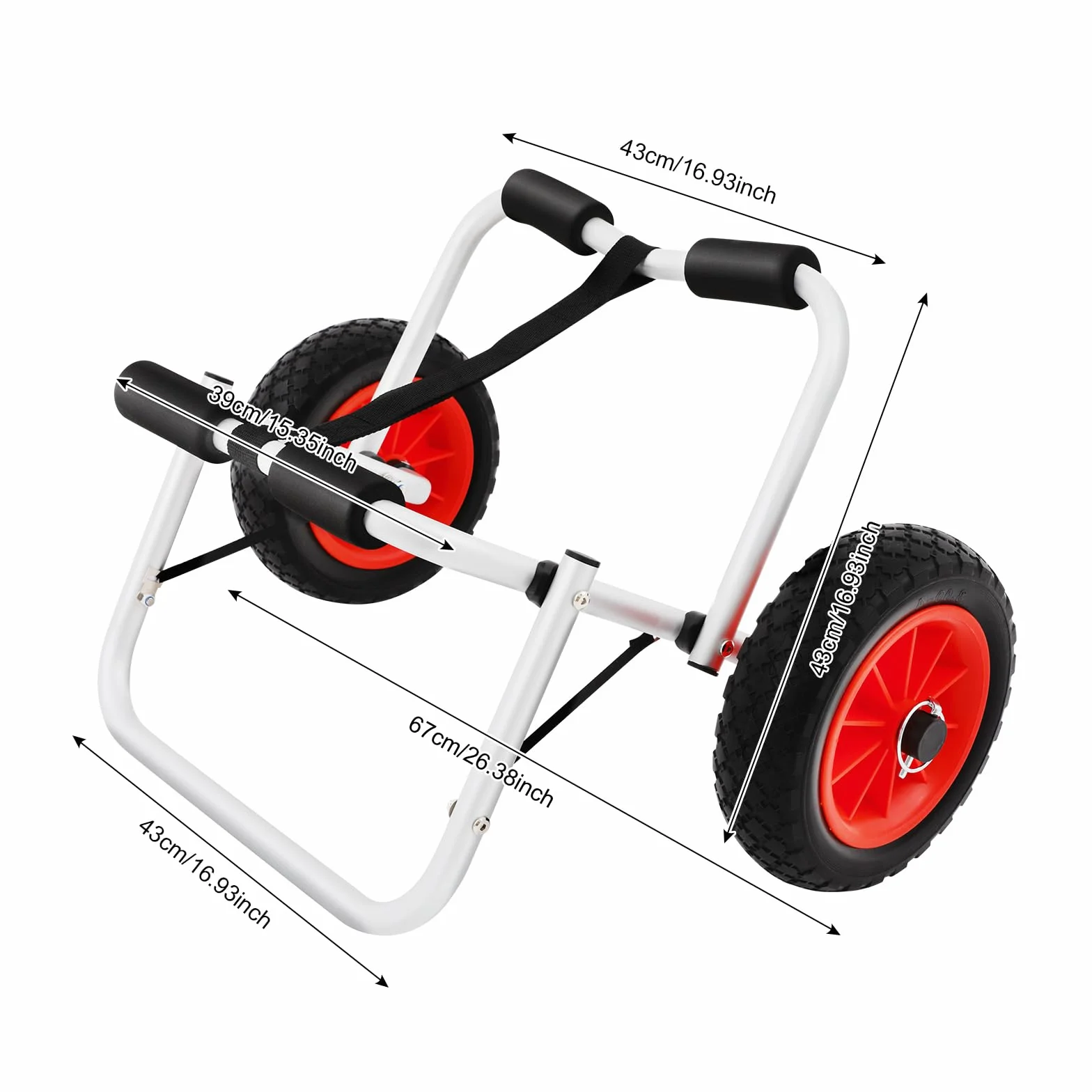 Canoa pieghevole in alluminio carrello per barche portata 80 kg ruote in poliuretano 10 pollici cinghia 3 m