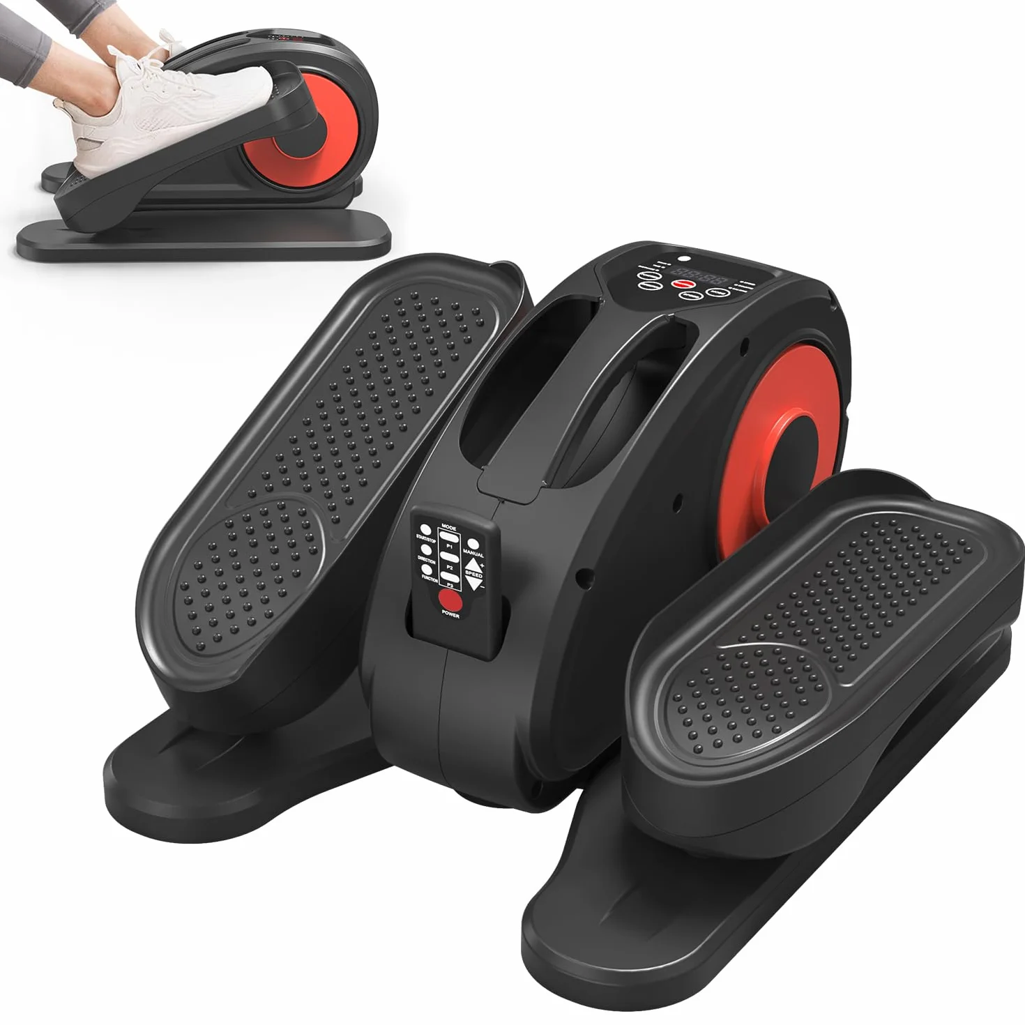 Pedaliera Ellittica, Crosstrainer Ellittico con Sotto La Scrivania con Display Telecomando Pedale Antiscivolo, Mini Ellittica Portatile Silenziosa per Palestra Casa Ufficio