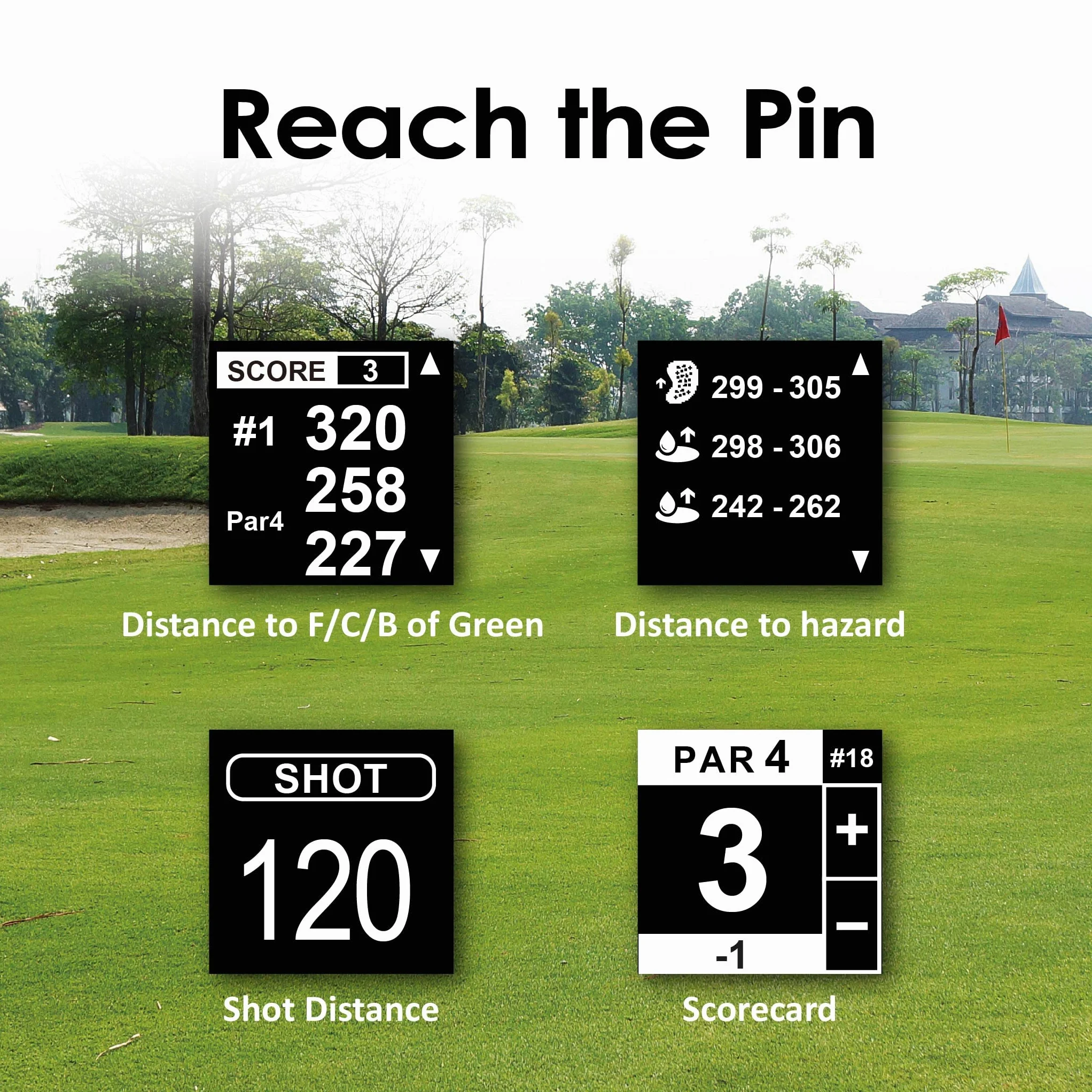 CANMORE TW356 Orologio GPS da golf con mappe mondiali precaricate, display LCD, Arancia