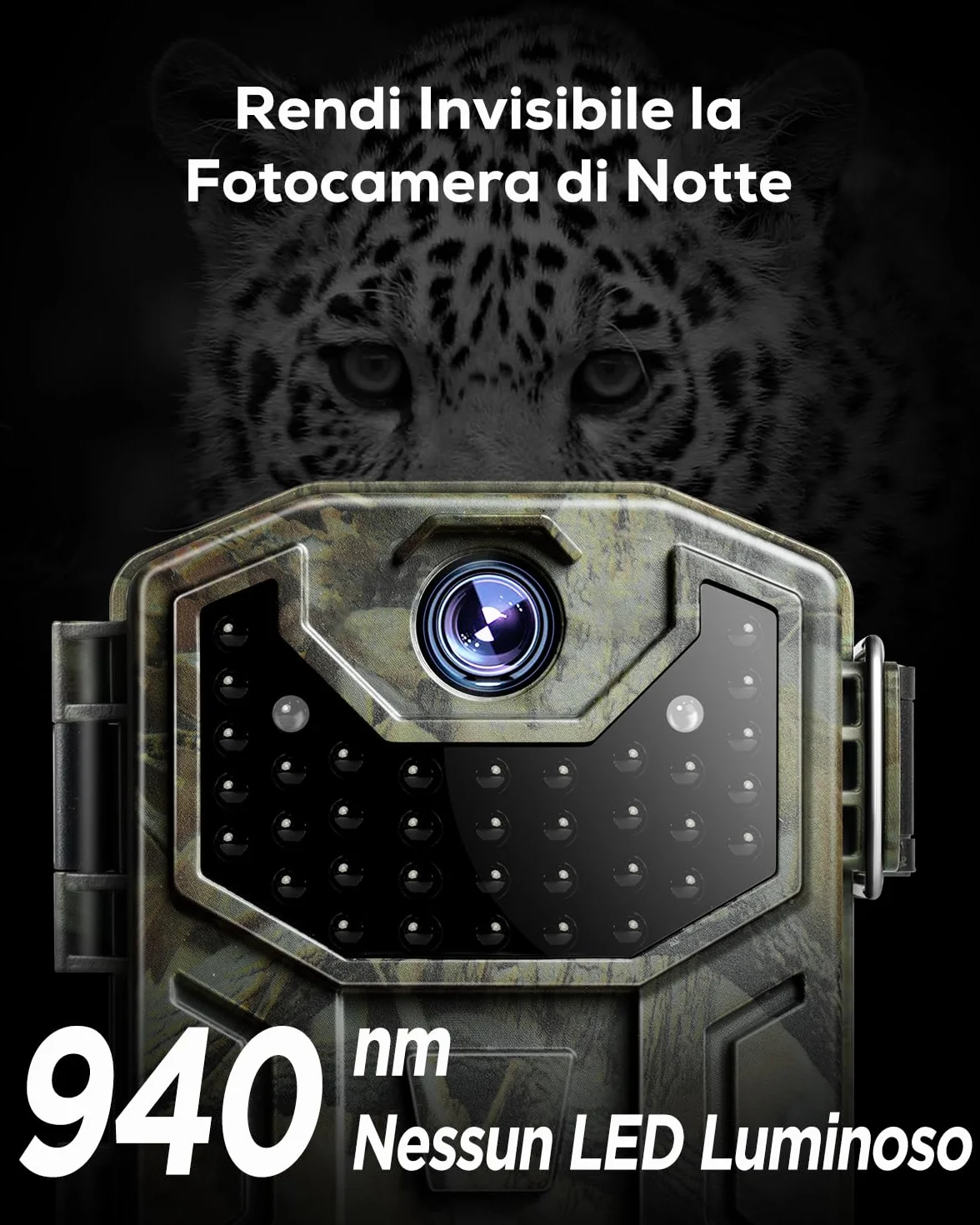 iZEEKER Fototrappola 2K 36MP HD LED Infrarossi Invisibili 940nm
