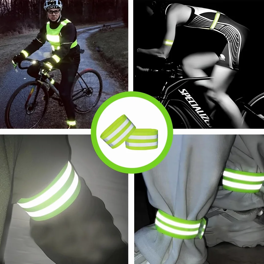 Elastici Fermapantaloni per Bicicletta 2 Pezzi, Catarifrangenti Alta Visibilità per Ciclismo e Jogging