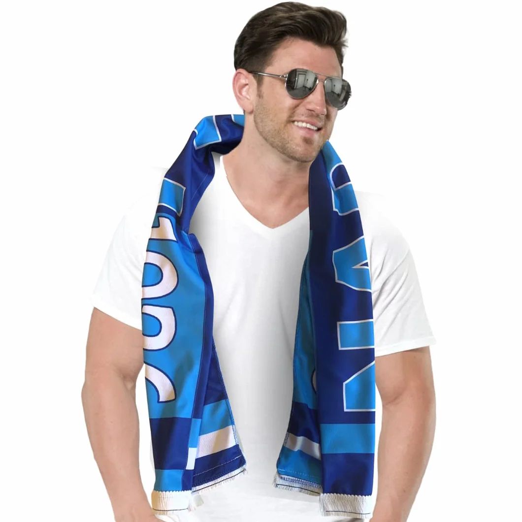 Szalik Napoli Poliestere 20x120 cm Frange Tifo Azzurro Blu Bianco