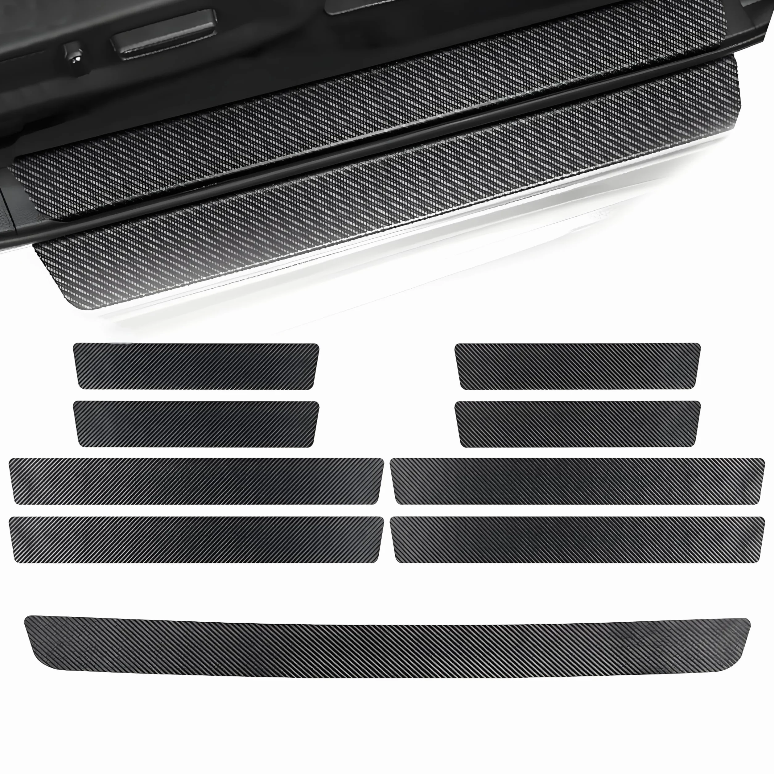 9 Pezzi Protezione Battitacco per Dacia Duster 3 2024 2025 2026, Fibra di Carbonio AntiGraffio Paracolpi Porta Interno Esterno Protezione Paraurti Posteriore Accessori