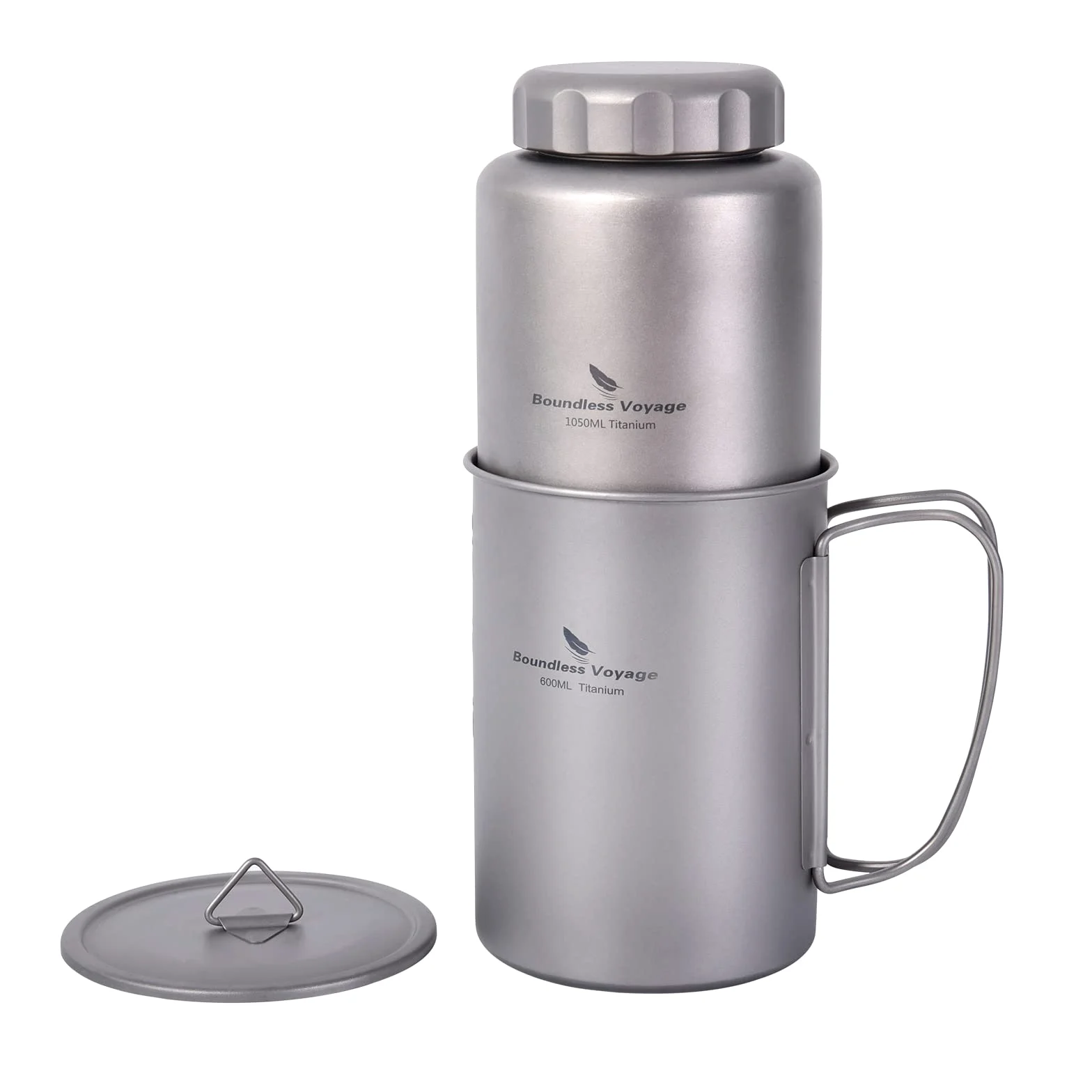 Boundless Voyage Outdoor 1050ml titanio bottiglia d'acqua con manico a prova di perdite campeggio picnic escursioni in bicicletta Ultralight tè caffè mensa tazza Drinkware