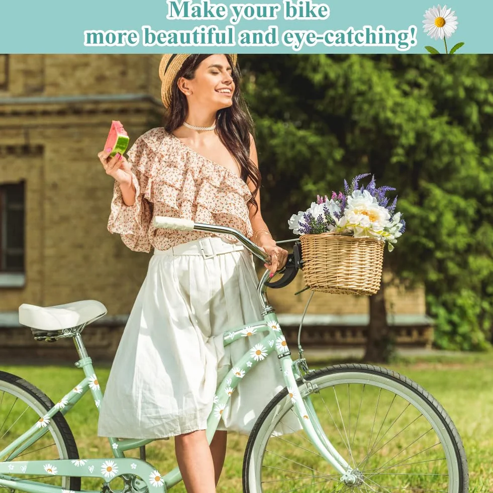 Daisy Adesivi Bici 2 Fogli Impermeabile Telaio Bicicletta Fiore Decorativo