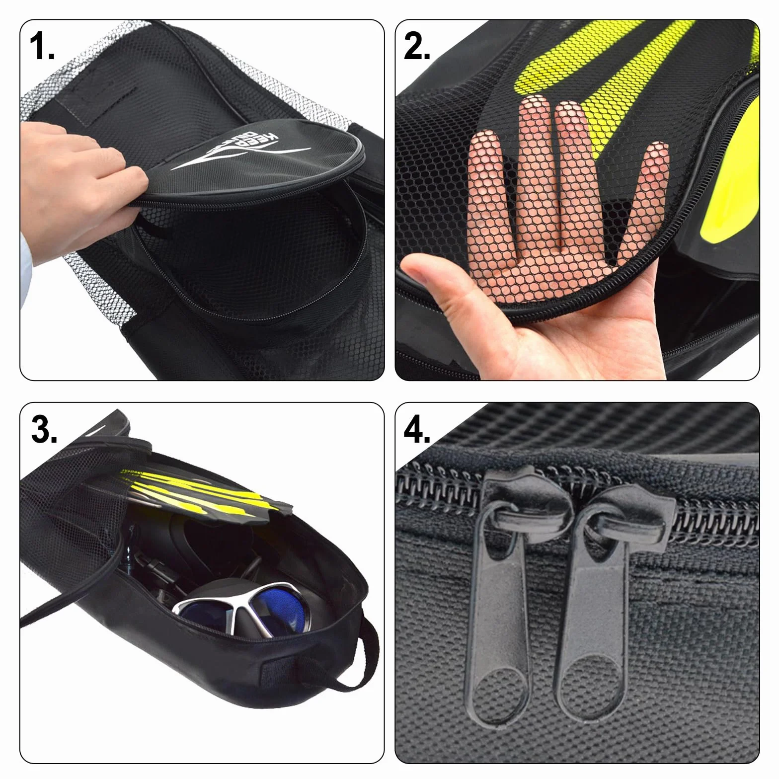 Zoegneer Borsa da snorkeling in PVC con tracolla regolabile per attrezzatura subacquea nero