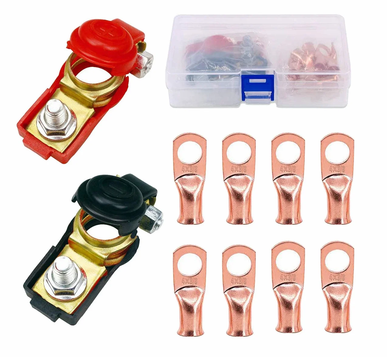HUAZIZ 2 Pezzi Terminali di Batteria Connettori,Morsetti Batteria a Sgancio Rapido, Battery Terminal, Connettori di Batteria (8 Anello in Rame) per Barca Camion Furgone Roulotte